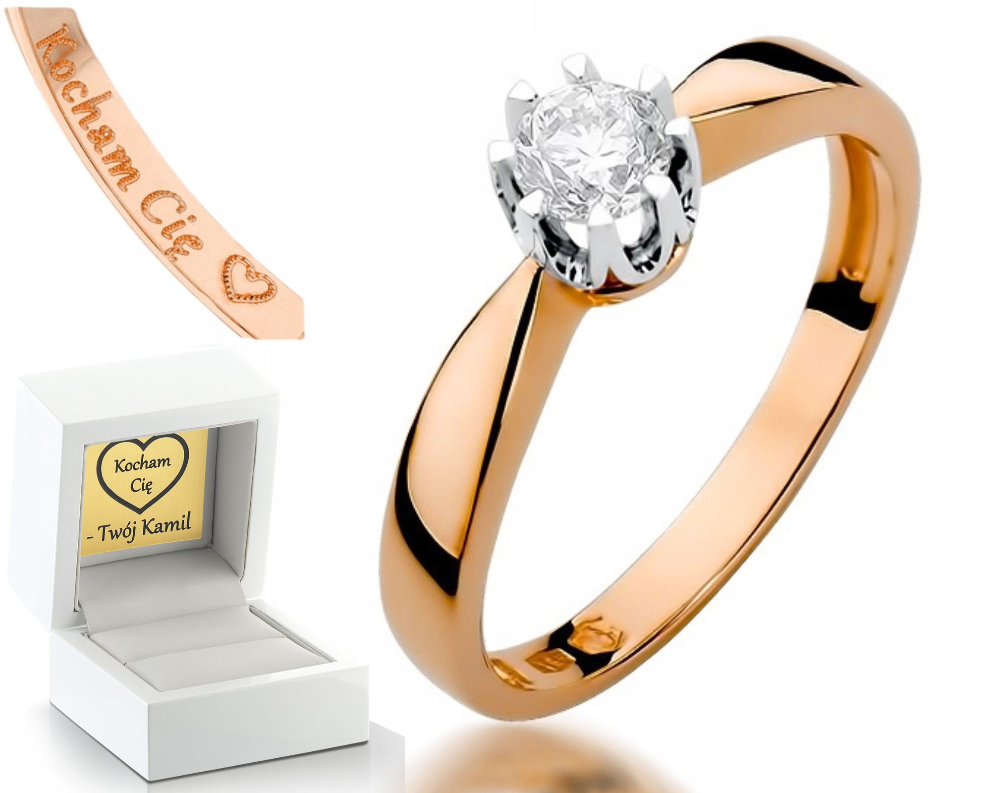 Růžové Zlato Prstýnek S Briliantem 0,30 Ct Zlato