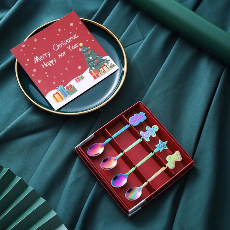 Creative Christmas Steel Spoon Tableware Set Dessert Ice Cream Coffee Marka inna