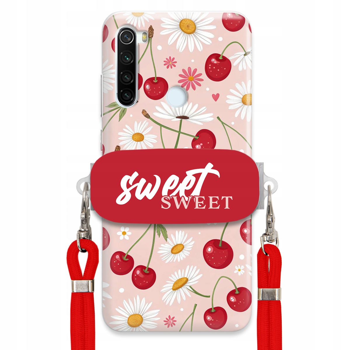 Puzdro pre Xiaomi Redmi Note 8T Červené vodítko Crossbody držiak Sweet Cherry