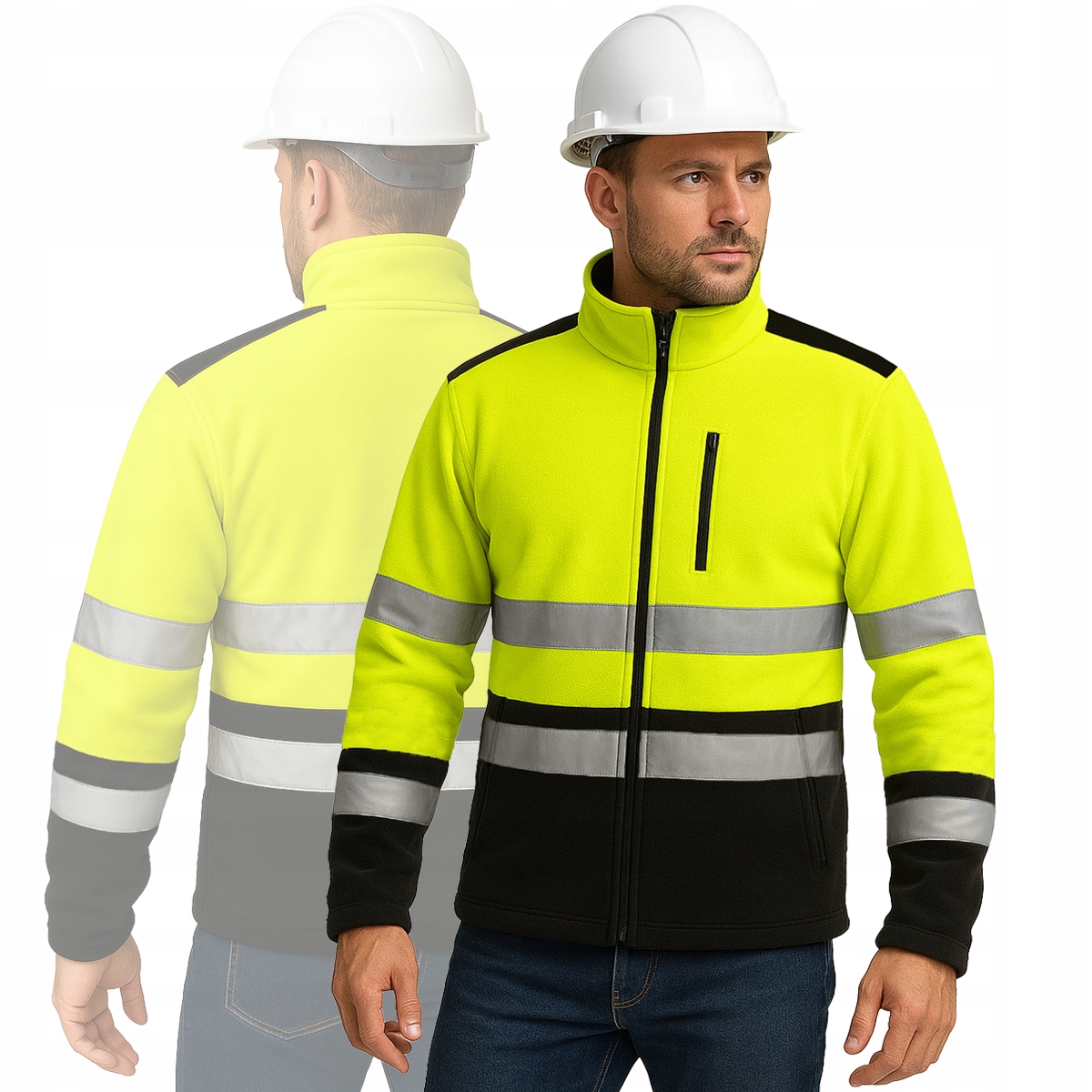 Рабочая флисовая мужская предупреждающая флисовая рабочая светоотражающая толстовка для зимы