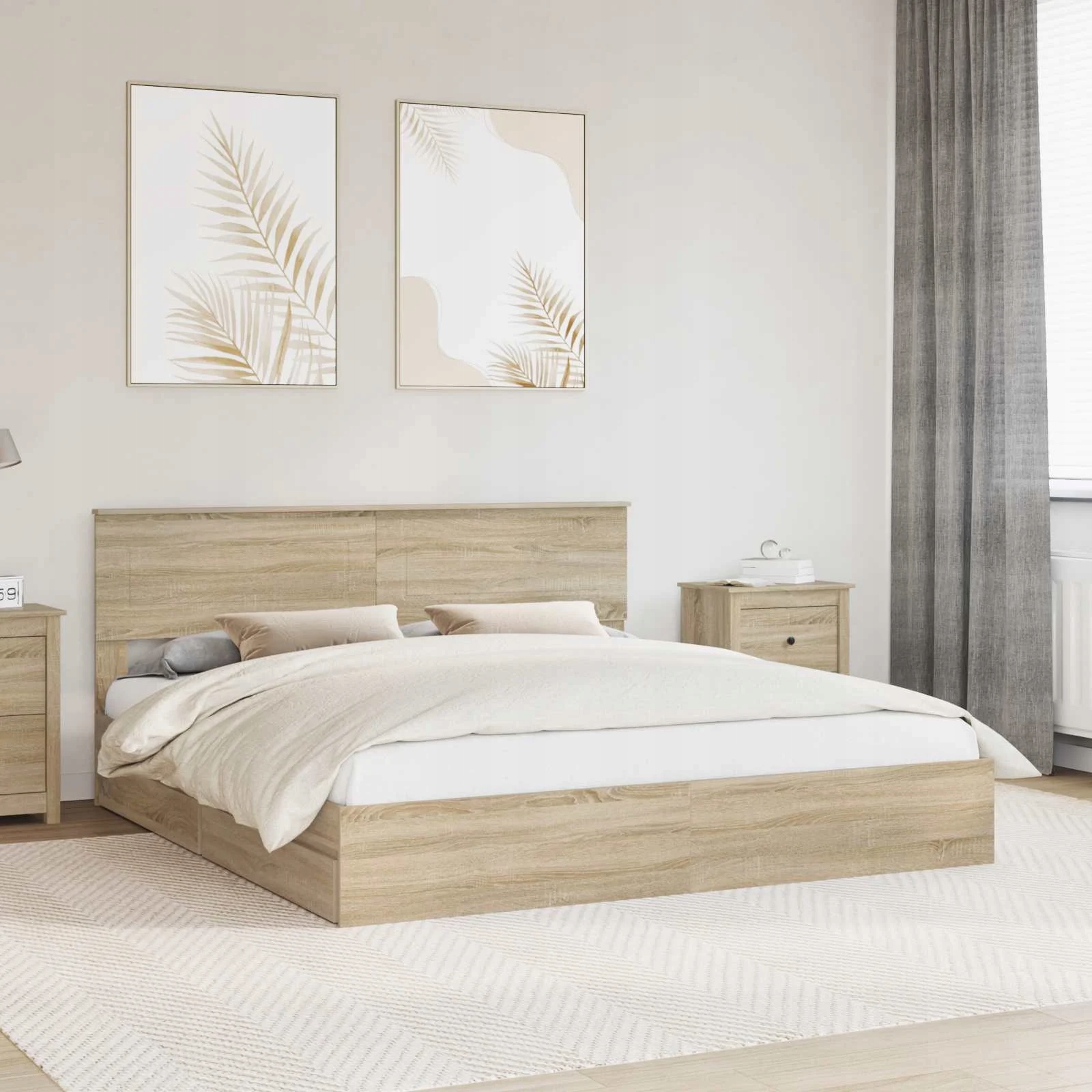vidaXL Postel s úložným prostorem s čelo Sonoma dub 180 x 200 cm