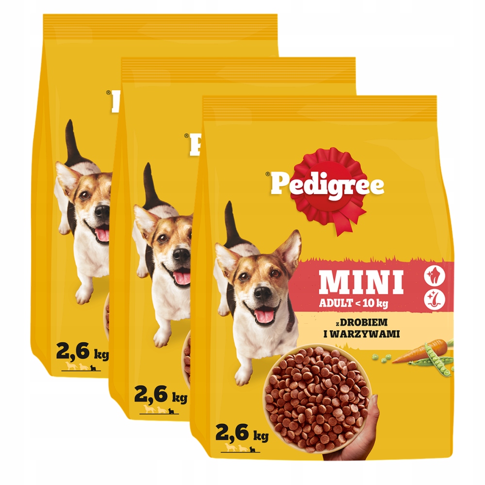 3X Pedigree Mini Z Drobiem I Warzywami Karma Dla Psa Małej Rasy 2,6KG