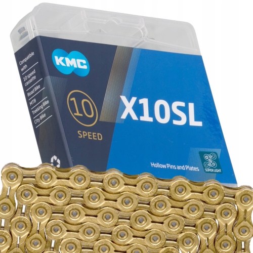 Řetěz na kolo Kmc X10SL 10řadý 114 článků Ti-N Gold Zlatý Box +spojka