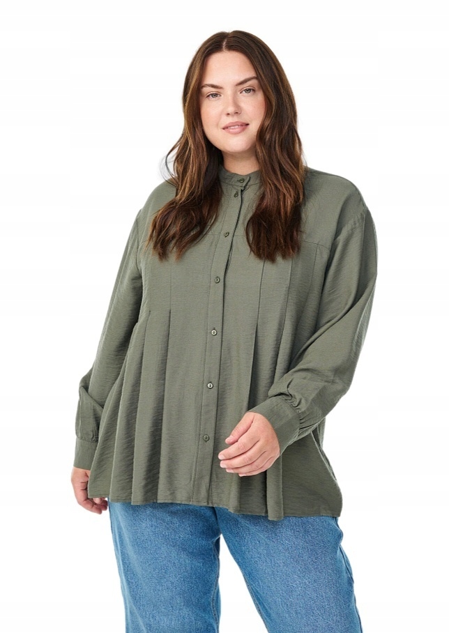 Zizzi Elegantní Zelená Viskózová Košile 672A 44