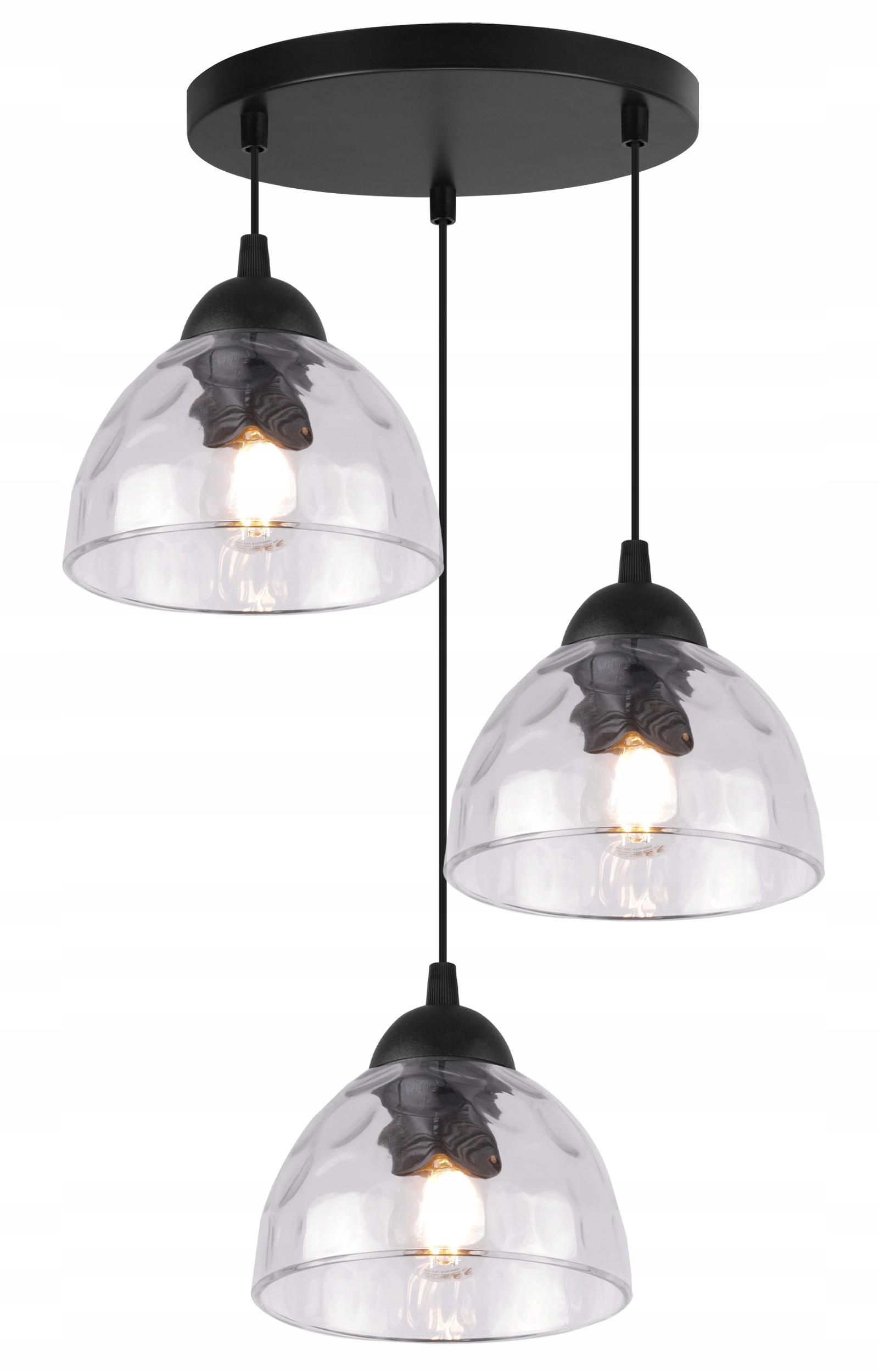 Závěsná Stropní Lampa Lustr Trojitý Loft Bezbarvé Sklo Do Obývacího Pokoje E27
