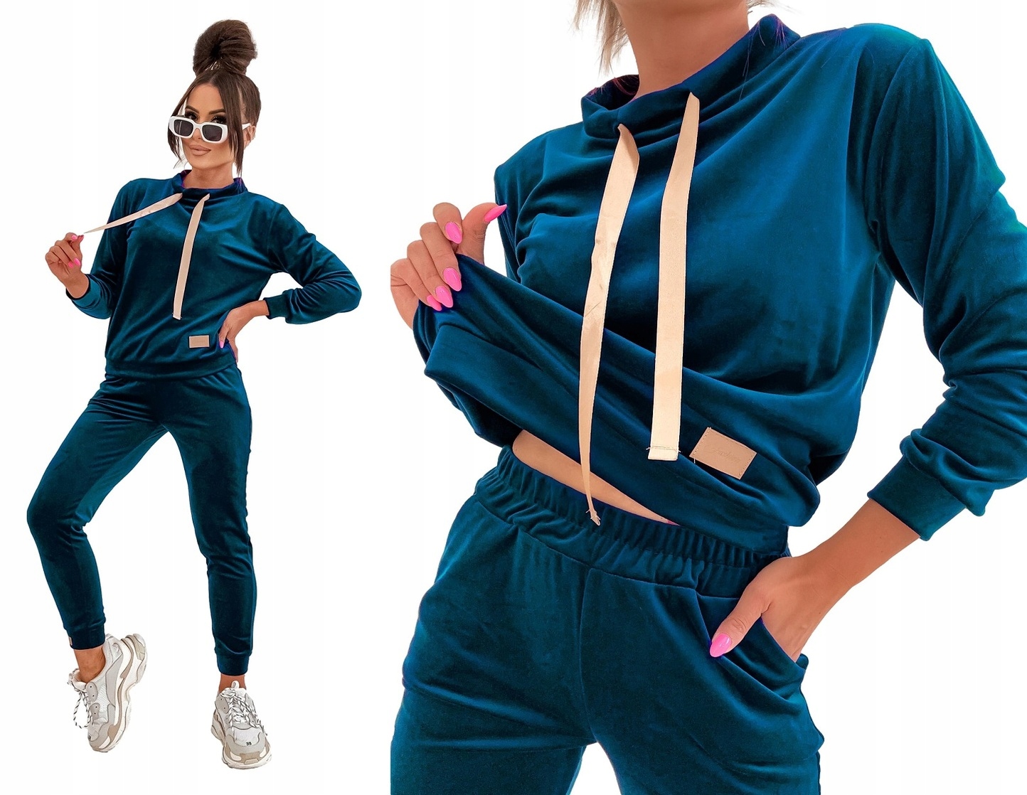 ŚLICZNY DAMSKI WELUROWY KOMPLET DRESOWY PREMIUM POLSKI PRODUKT KOLORY Rozmiar XXS