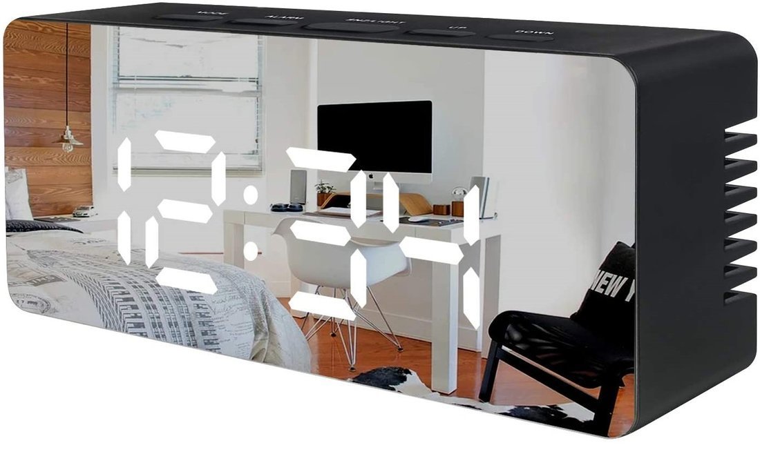 ZEGAR ELEKTRONICZNY LED STOJĄCY BUDZIK LUSTRO ALARM ZEGAREK Kod producenta AKC000834