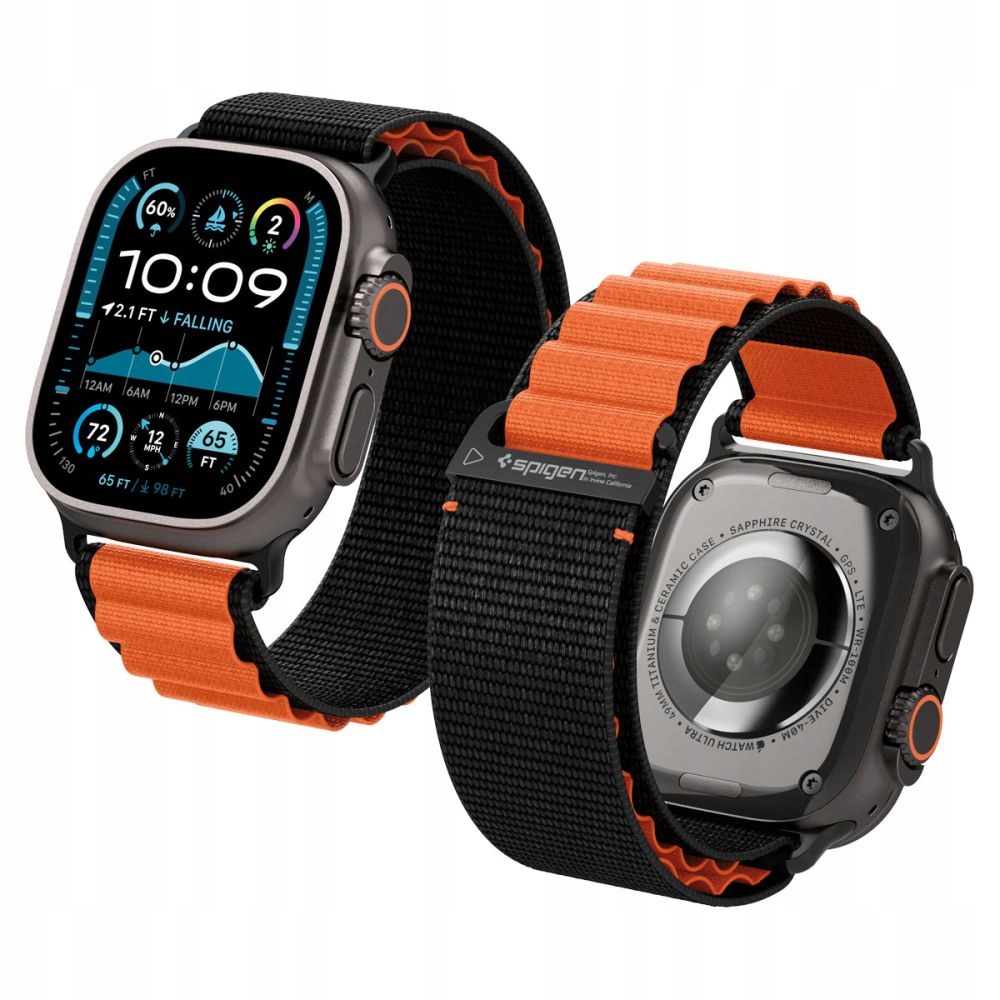 Pásek na hodinky Apple Watch 44 45 46 49 mm WBF1 černo-oranžový