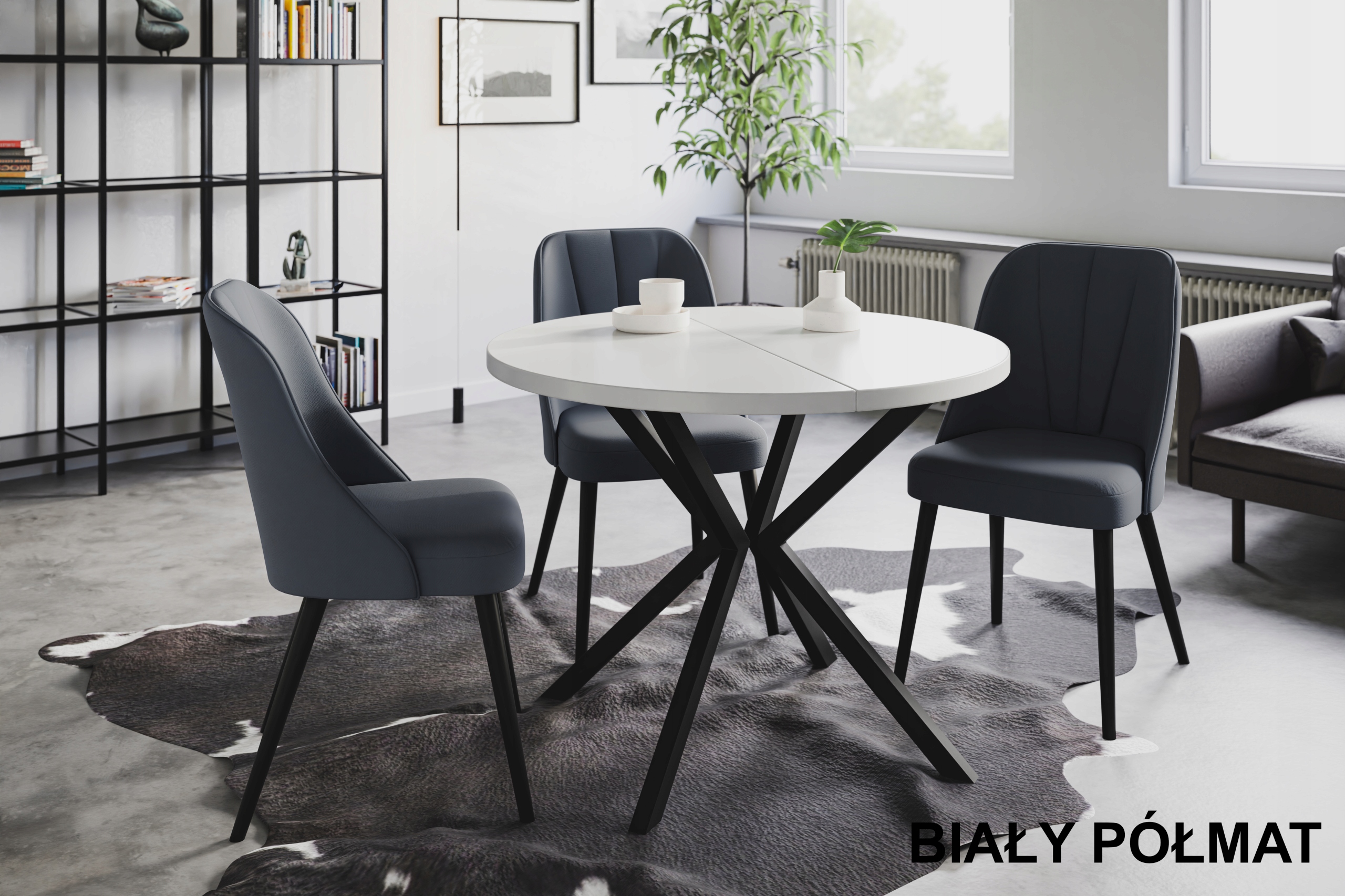 Stół rozkładany loft okrągły 100/180 LITE Szerokość mebla 100 cm