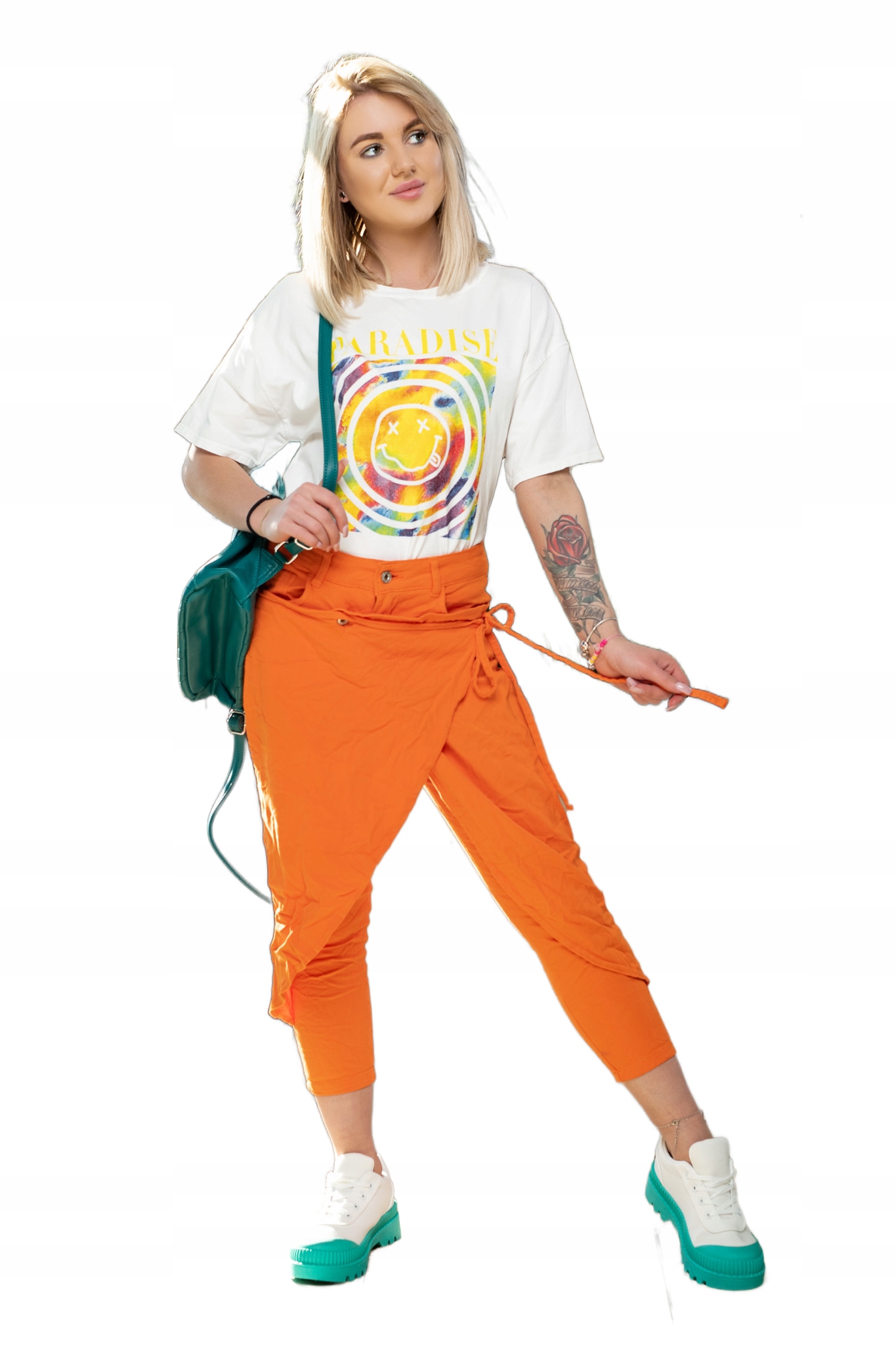 WŁOSKIE SPODNIE Z ZAKŁADKĄ M 38 ORANGE