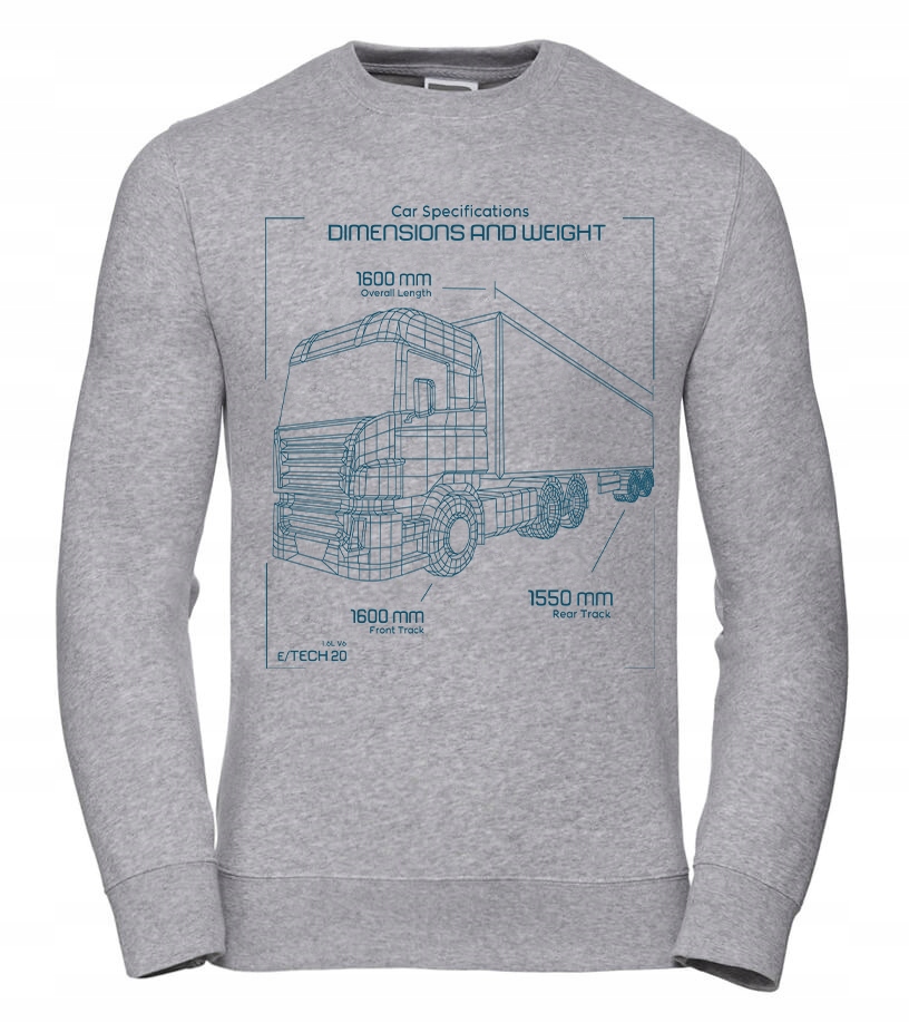 Pánská Mikina Car Specifications 3XL Šedá Pro něj Chlapa Manžela Chlapa