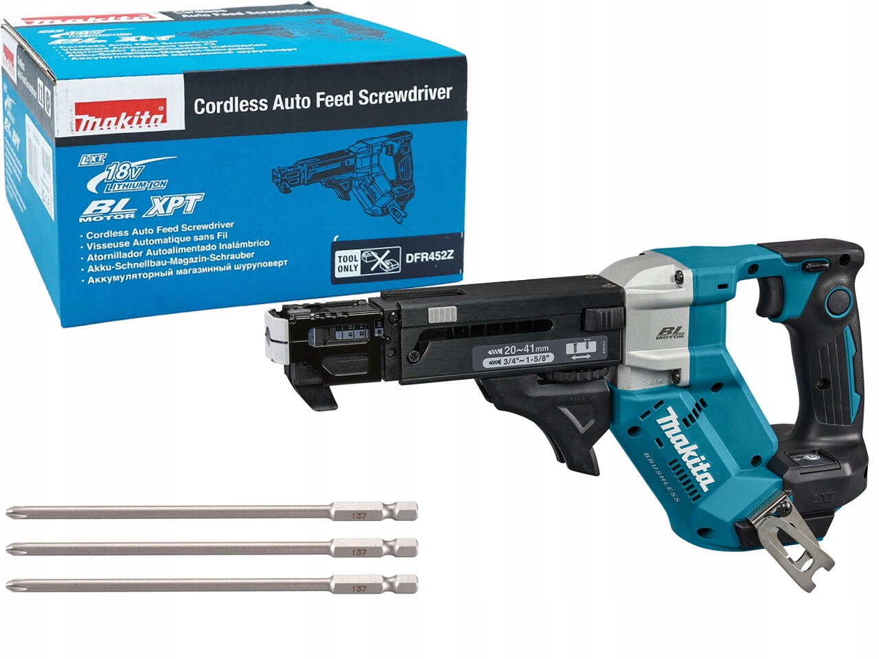 Makita Wkrętarka z magazynkiem 18V automatyczna Push Drive DFR452Z