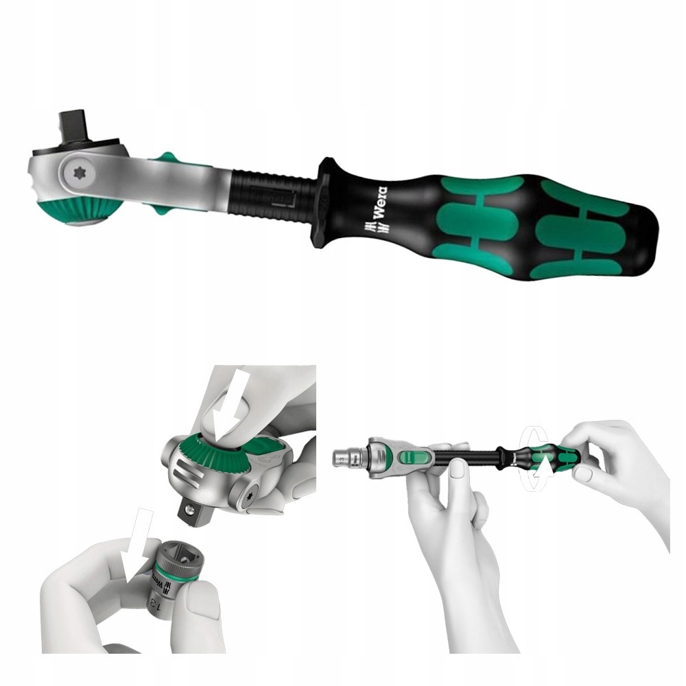 Wera 8000 A Zyklop račňa 1/4" 72 zubov otočná hlava 152 mm oceľ