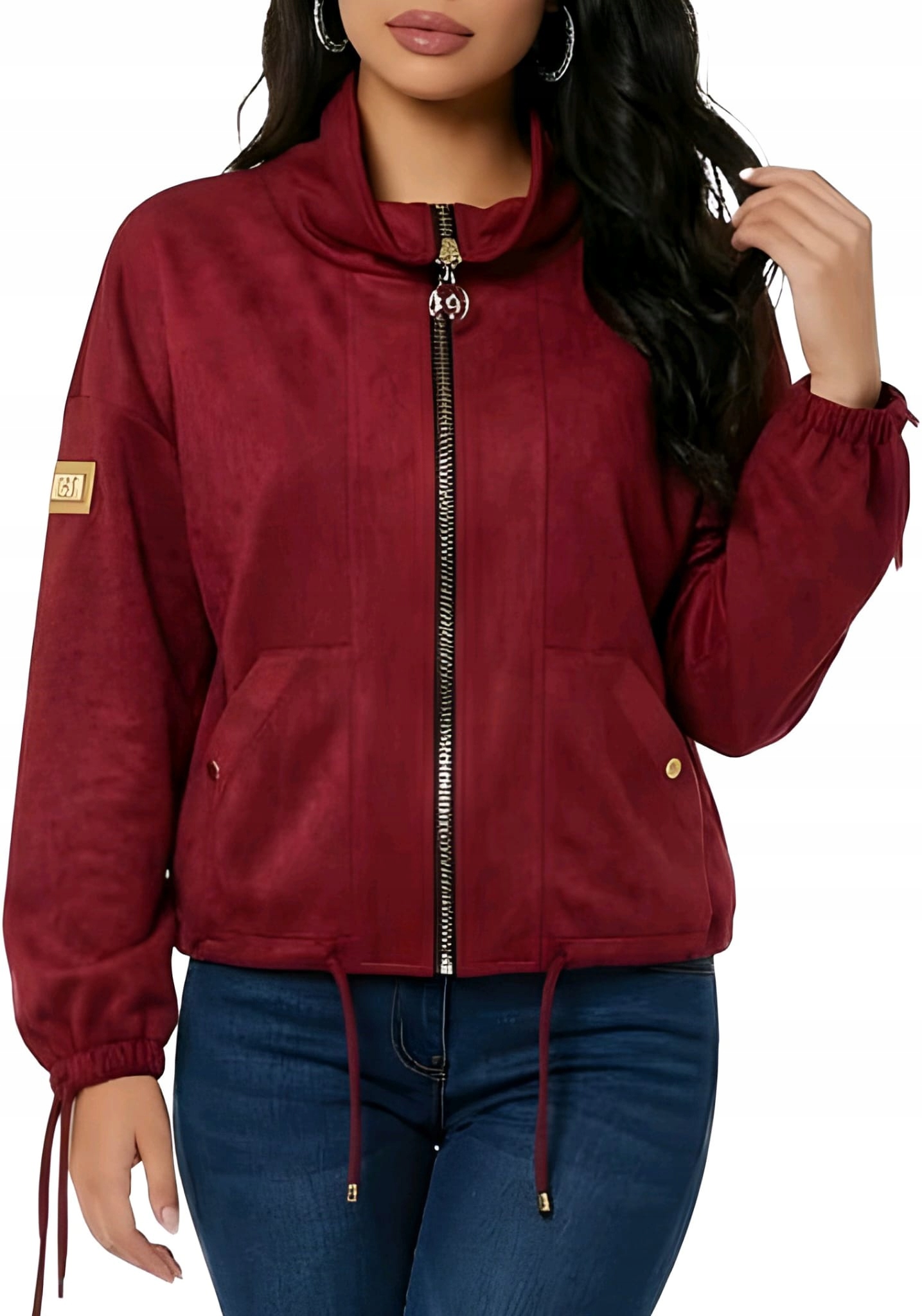 Bunda Bomber Katana Semišová Přechodová Over Size Bordó 4XL/5XL