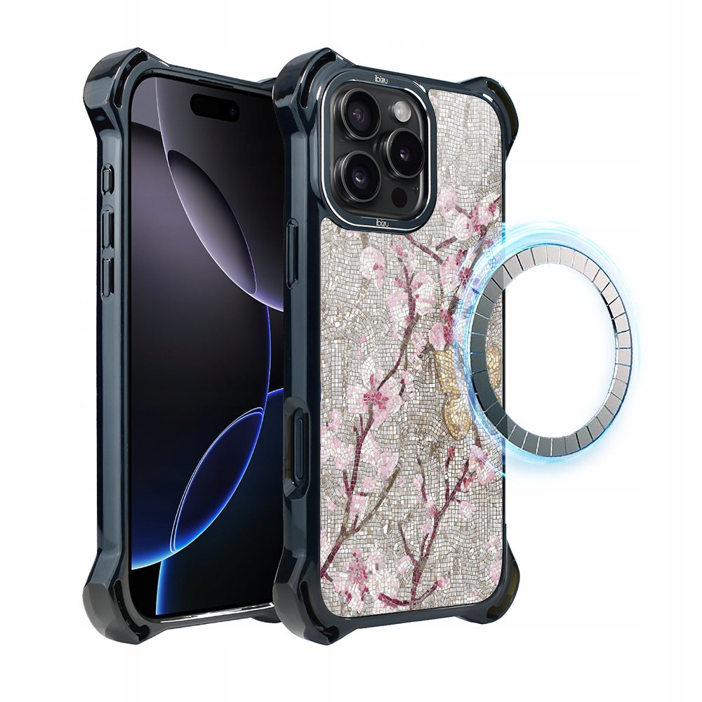 Pouzdro pro iPhone 16 Pro Max Ibizu DropGuard Ultra s MagSafe, třešňová mozaika