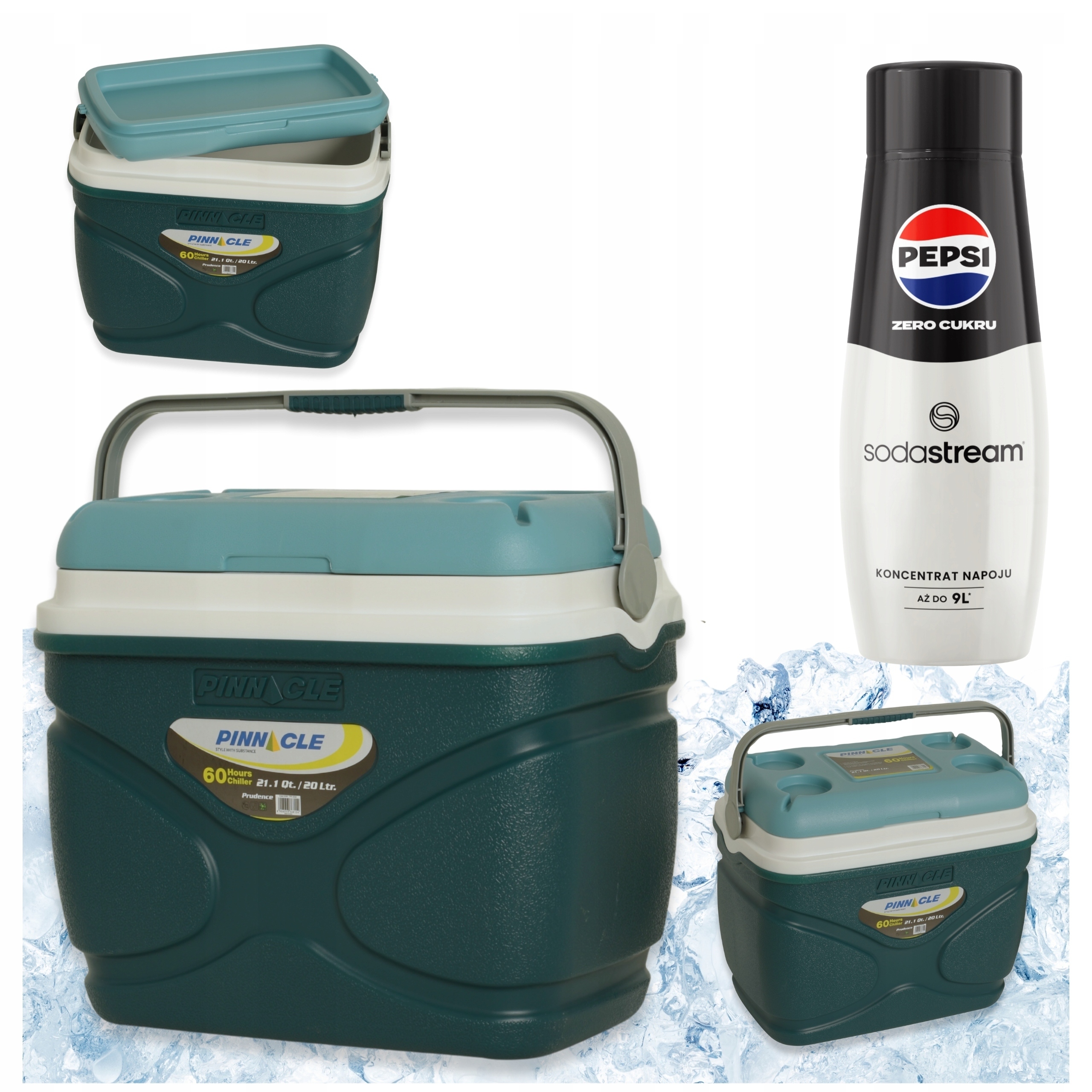 Velká turistická lednička Pinnacle 20 l modrá sirup SodaStream Pepsi Max