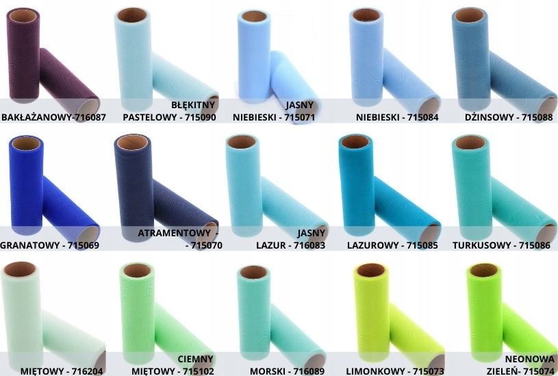 TIUL DEKORACYJNY NA ROLCE 15cm ZESTAW 10szt 90m do dekoracji ślub wesele Szerokość 15 cm