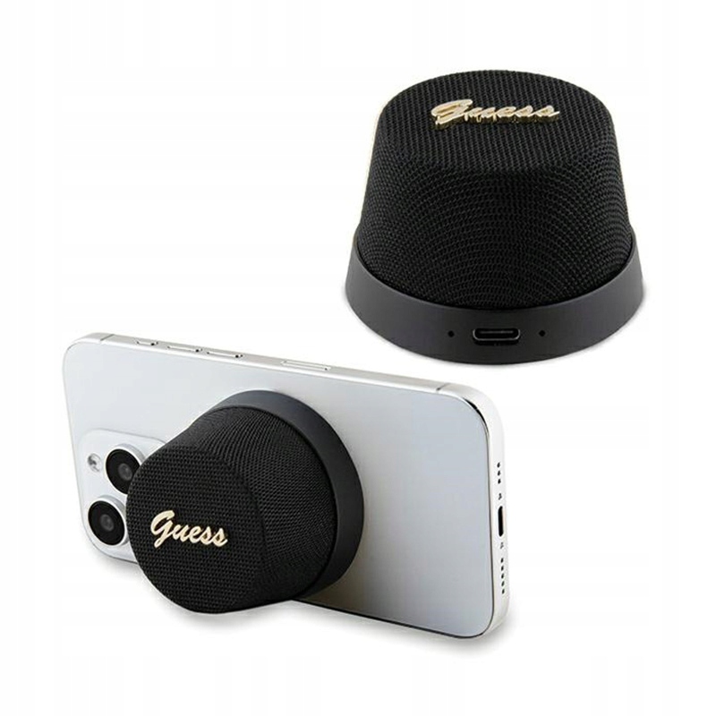 Bluetooth reproduktor V5.3 Guess Magnetic Script Metal Logo čierny