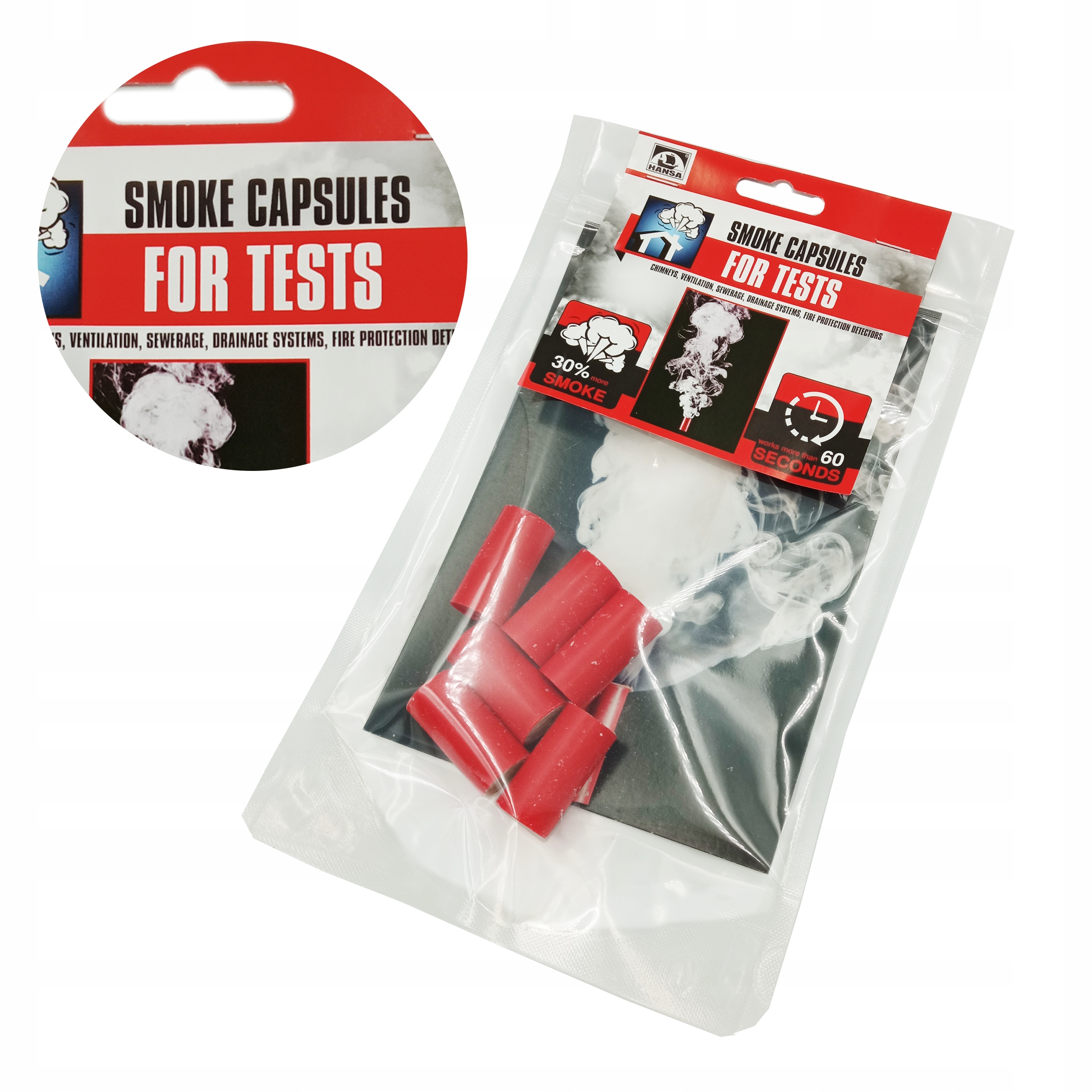 Kapsułki dymu TEST SZCZELNOŚCI KOMINA PIECA Hansa 6 sztuk MOCNO DYMIĄCE