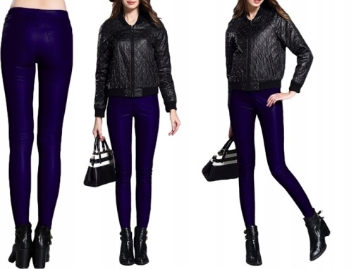 

Skórzane Chabrowe Spodnie Eco Skóra Legginsy 36