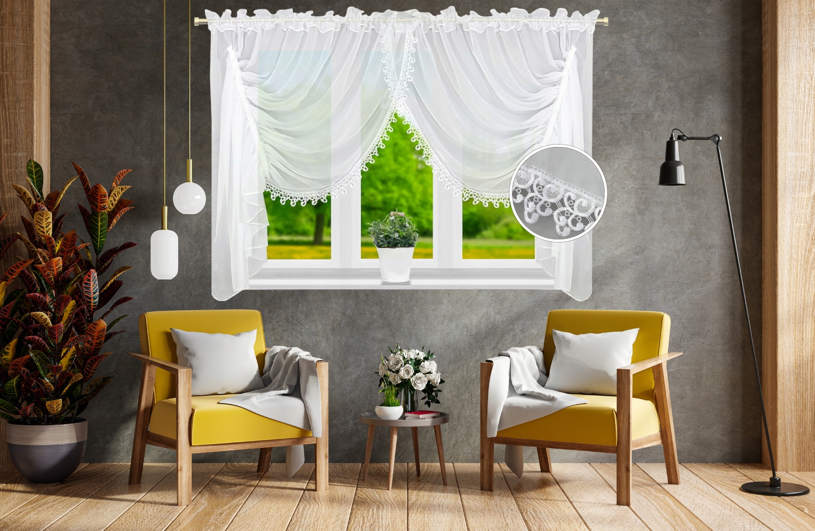 FIRANA GOTOWA 400x150 FIRANY FIRANKA BIAŁA Wzór gładki