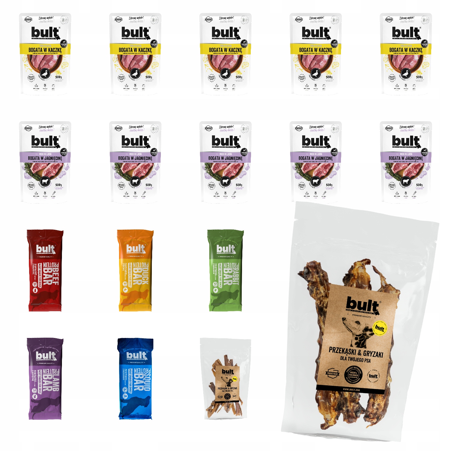 Levně MIX Vlhké Krmivo Bult Sáček 10x500G Kachna+jehněčí Pochoutky