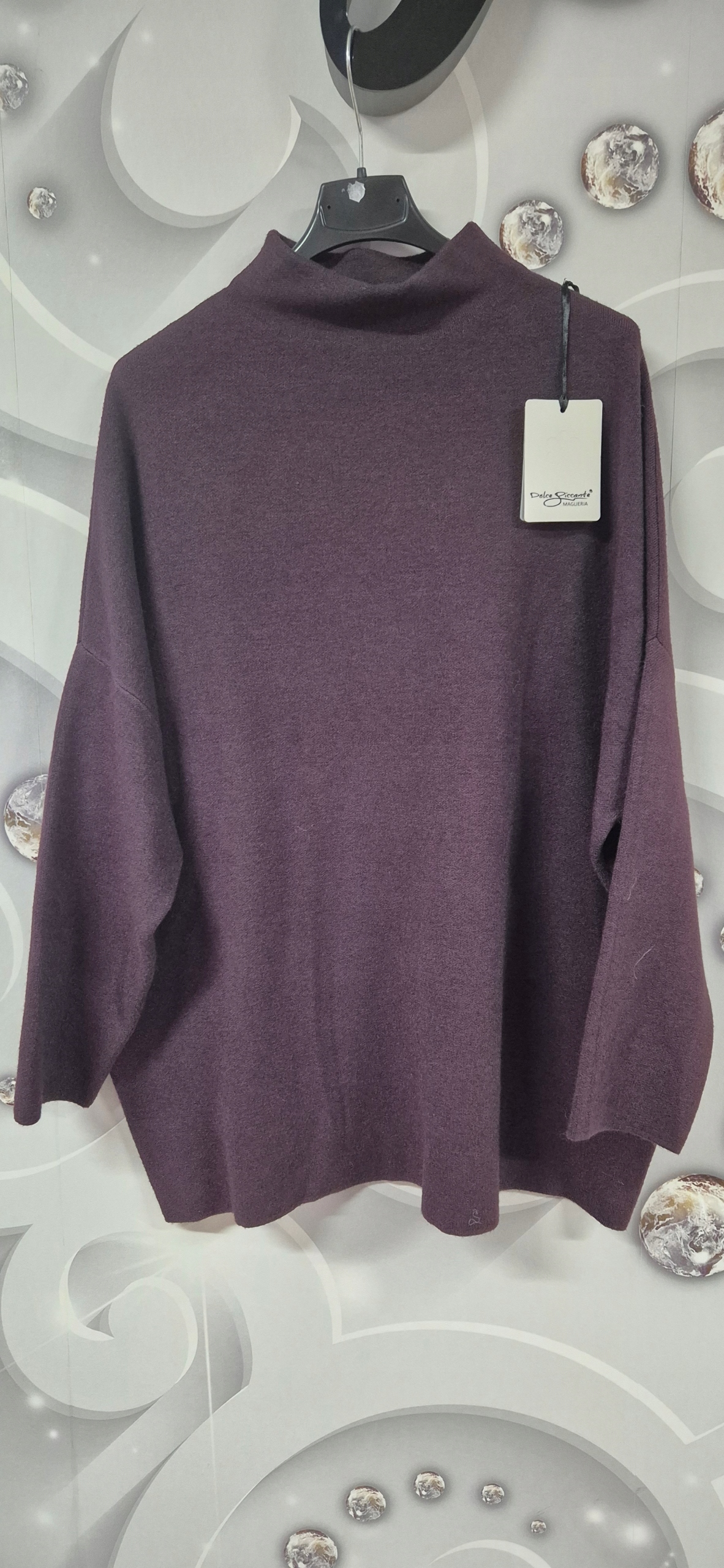 Dolce Piccante svetr švestka Plus size Uni XL, 2XL, 3XL Italia