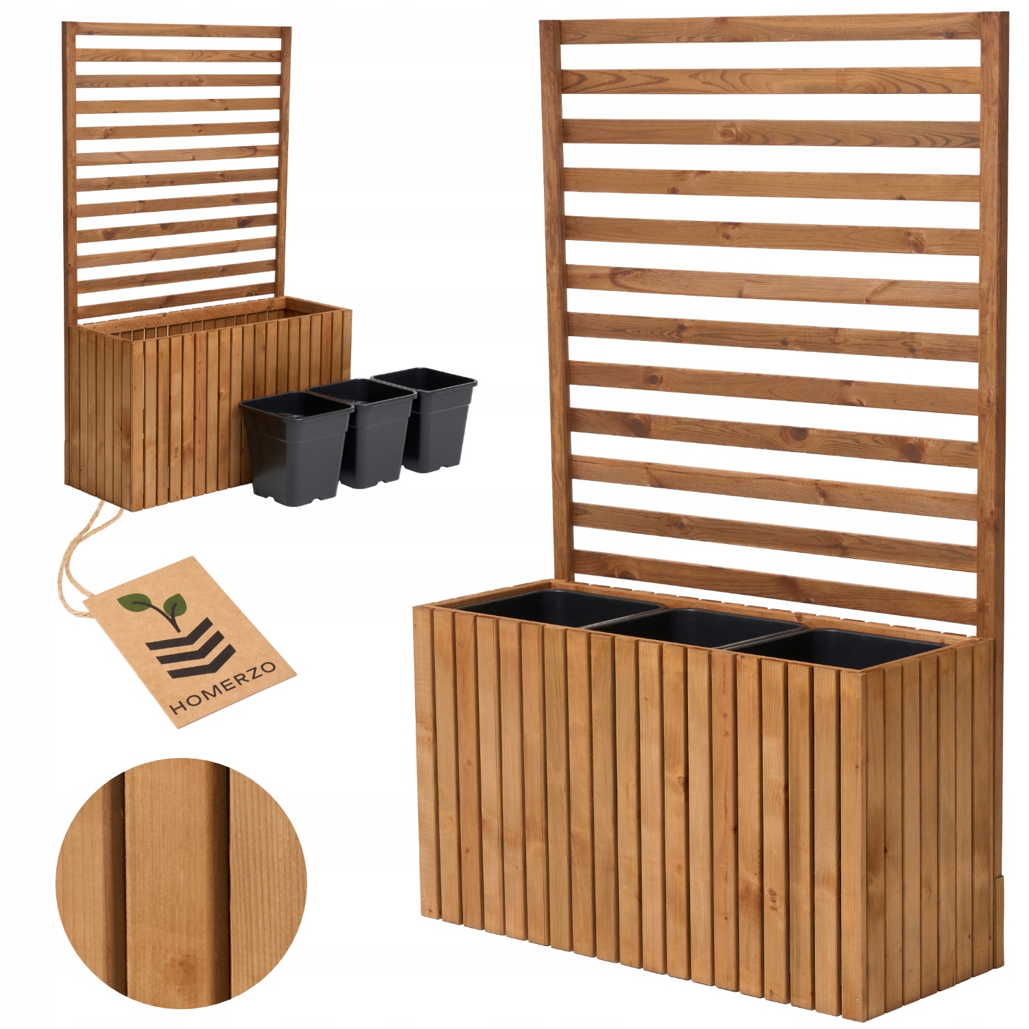 Drewniana donica ogrodowa z pergolą drabinką i wkładem taras balkon ogród