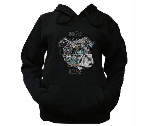 

S Bluza Kaptur Męska Mopsy Mops Pugs Śmieszne