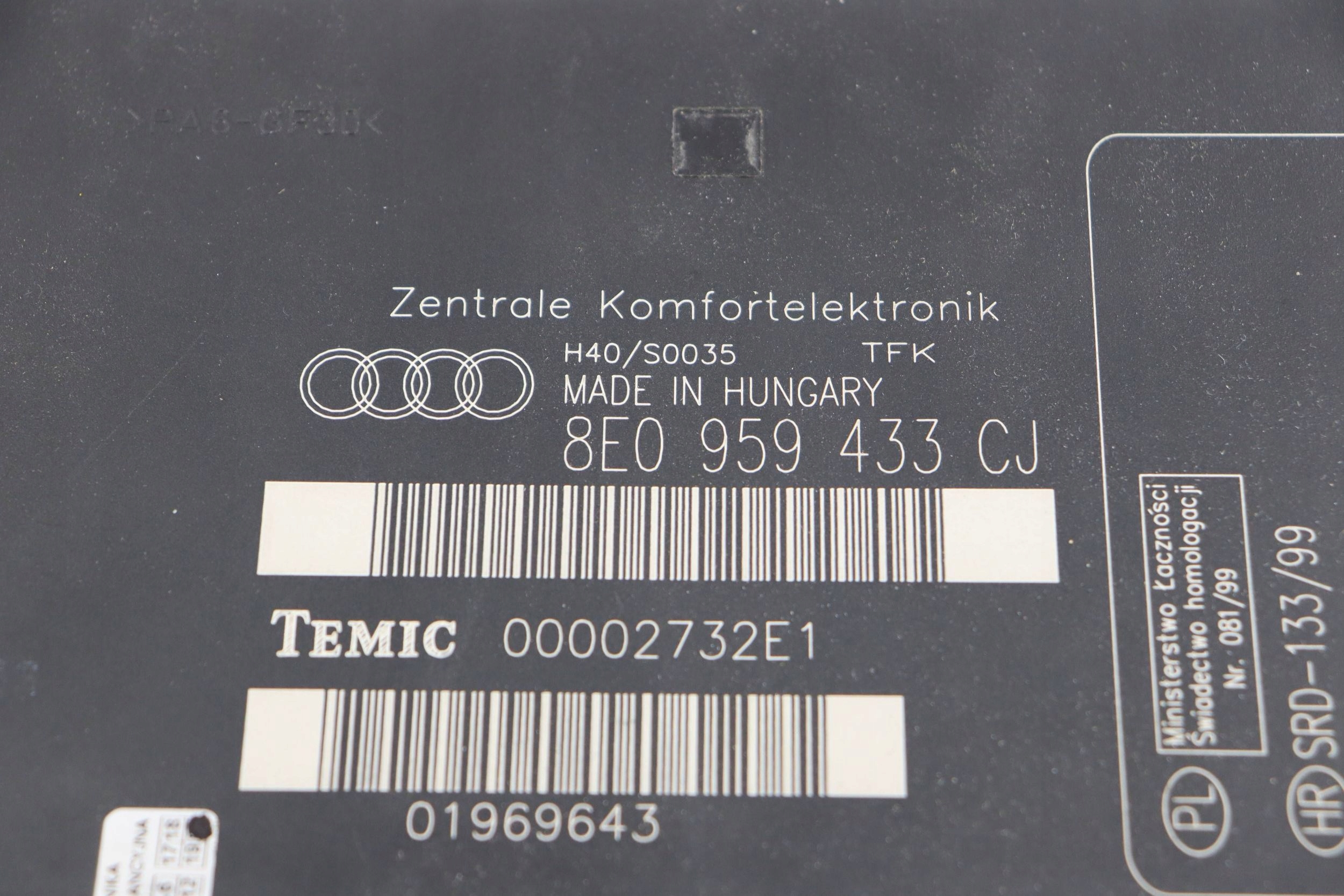 AUDI A4 B6 B7 control unit comfort control unit + WTYCZKI 8E0959433CJ