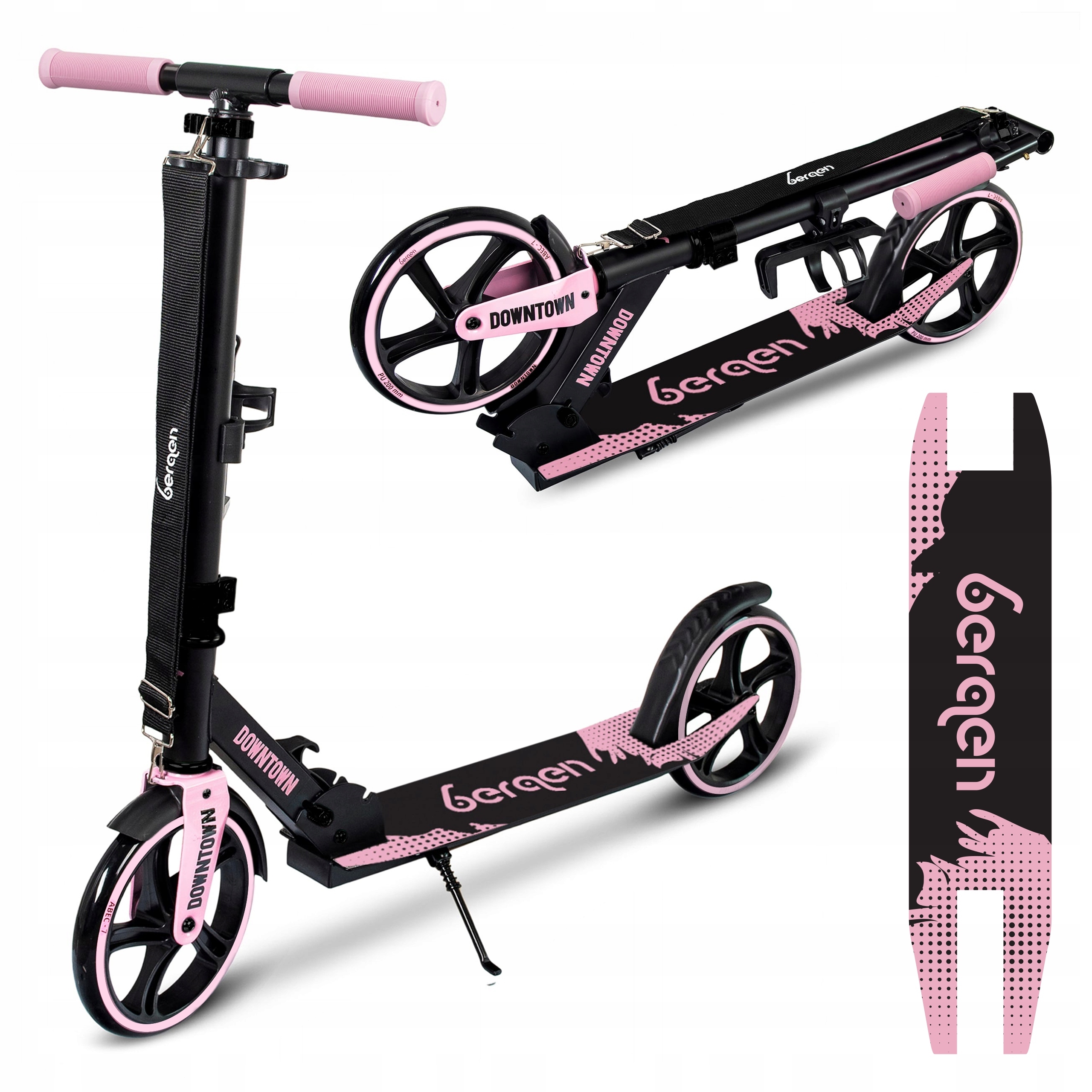 Hulajnoga miejska składana Bergen Downtown dla dzieci duże koła lekka