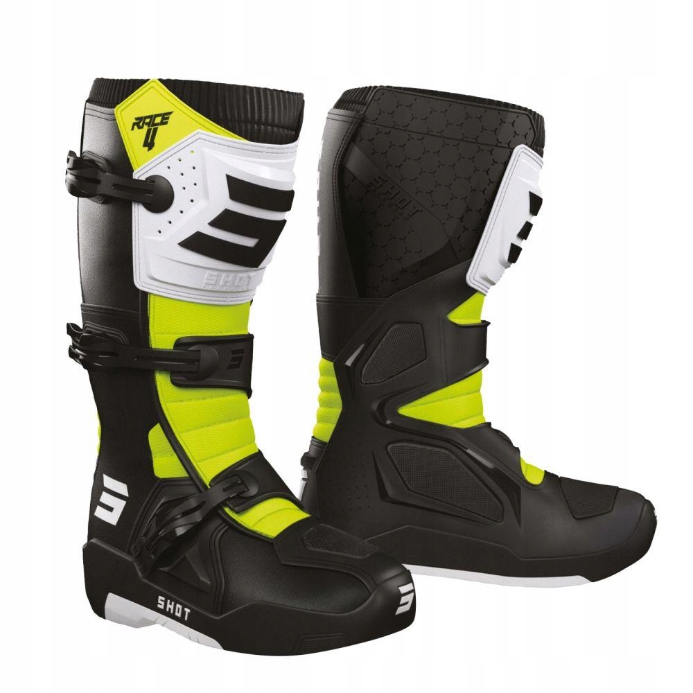 Shot Racing Race 4 topánky bielo-čierne-fluo 43