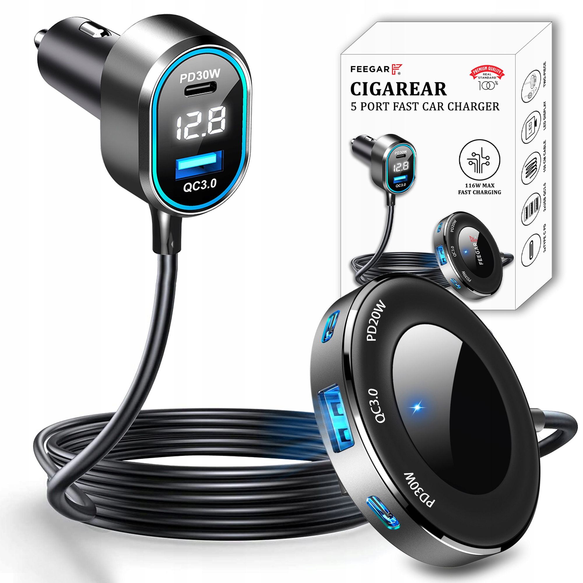 

Rozdzielacz Gniazda Zapalniczki Feegar 12-24V 5USB