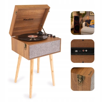 Retro gramofon z funkcją digitalizacji Bt brązowy z nogami Audizio