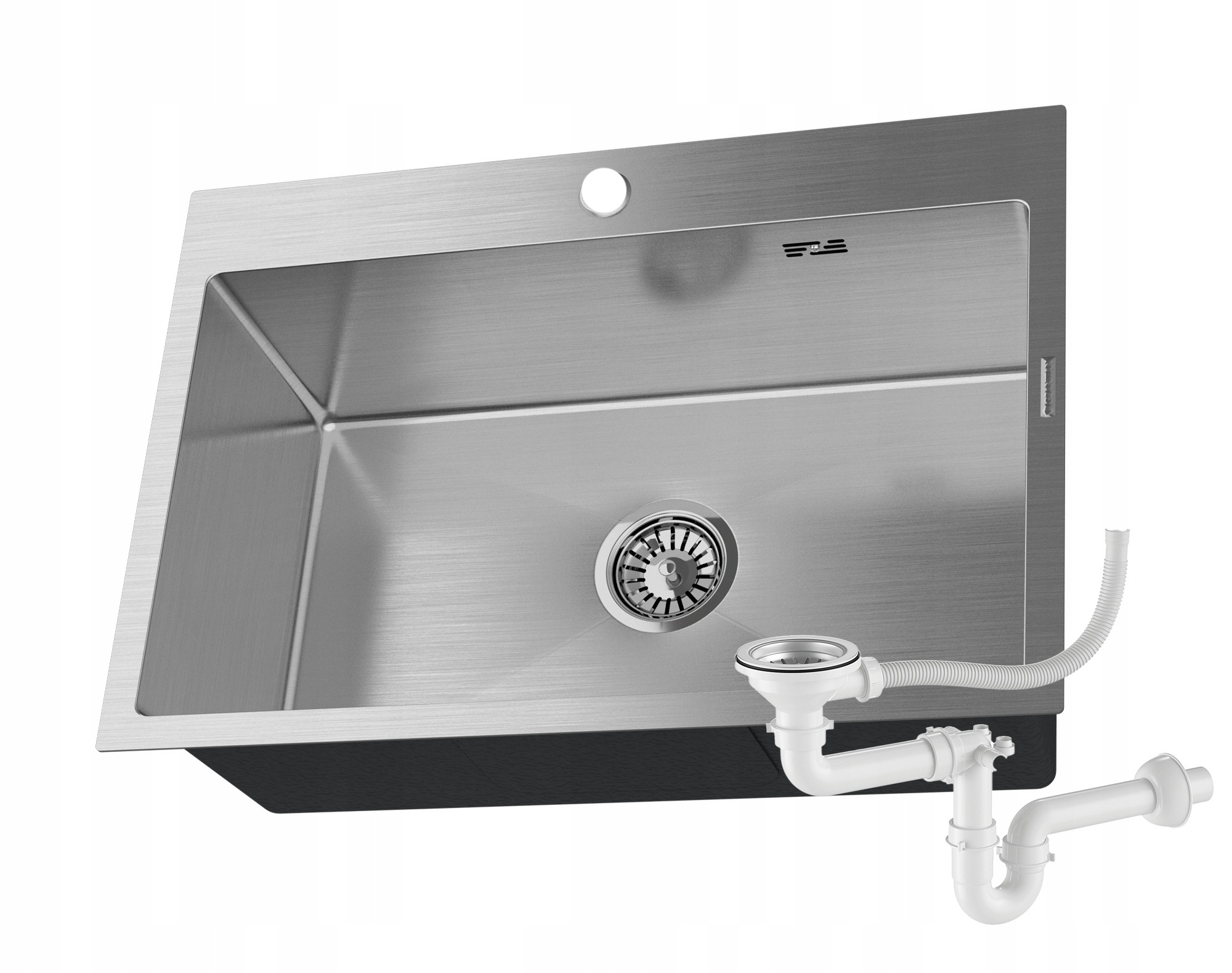 Oceľový Drez Chróm Jednokomorový Kuchynský Strieborný Sifón BARI65