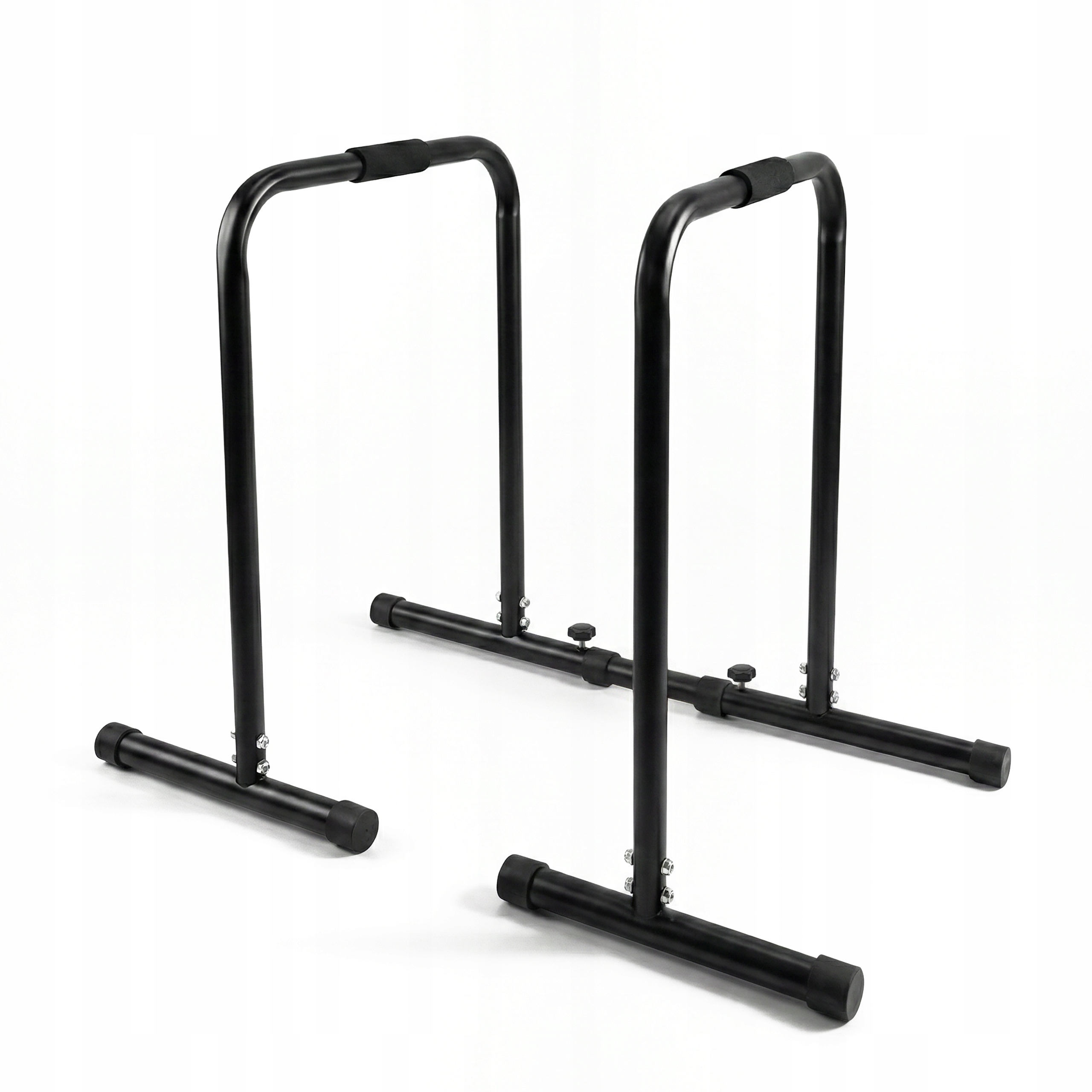 Uchwyty poręcze do ćwiczeń dipów wolnostojące regulowane czarne 95cm Dipy