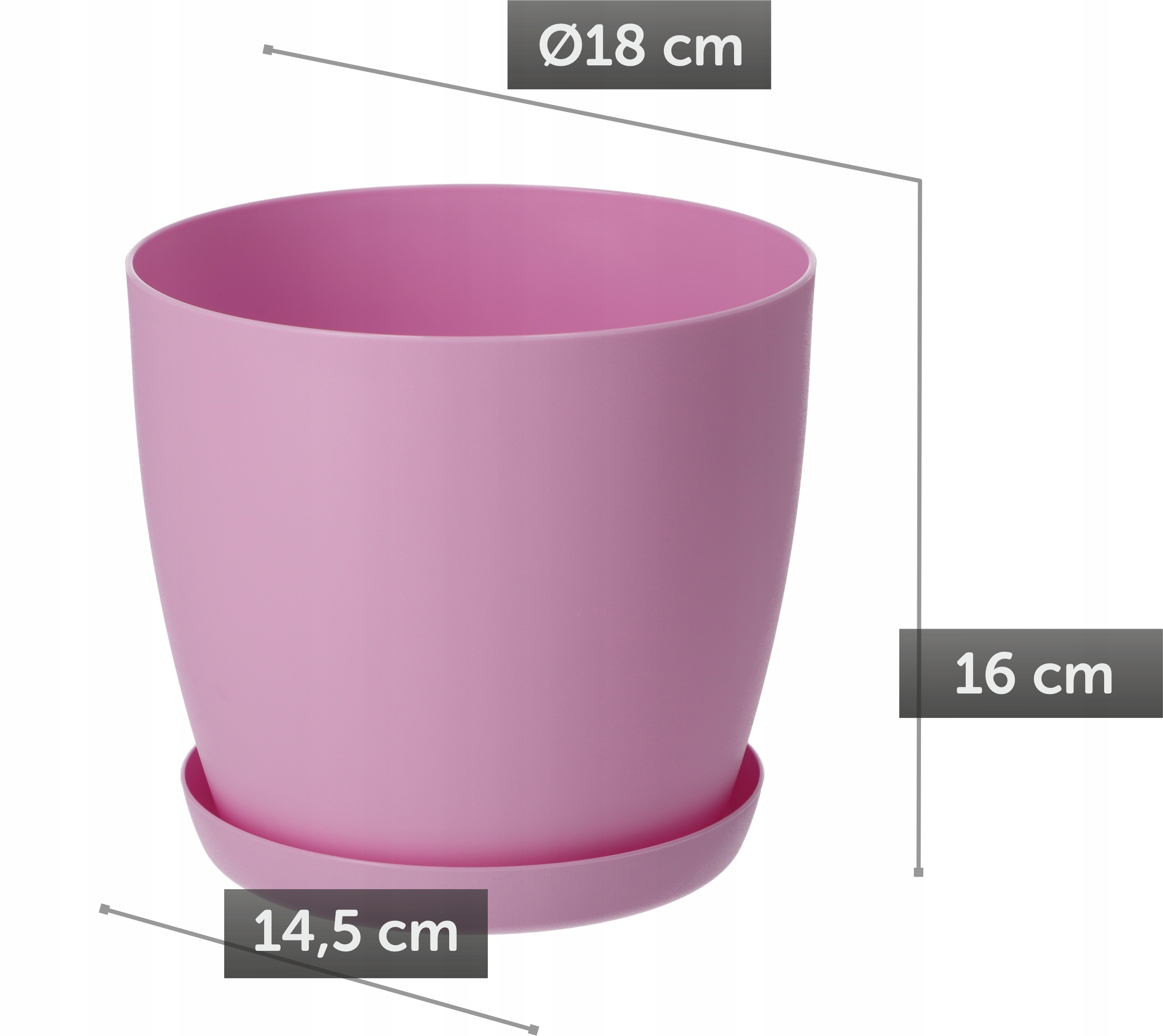 DONICZKA OSŁONKA DONICA 18cm NA KWIATY MATOWA RÓŻOWA PLASTIKOWA PODSTAWKA Marka Kadax