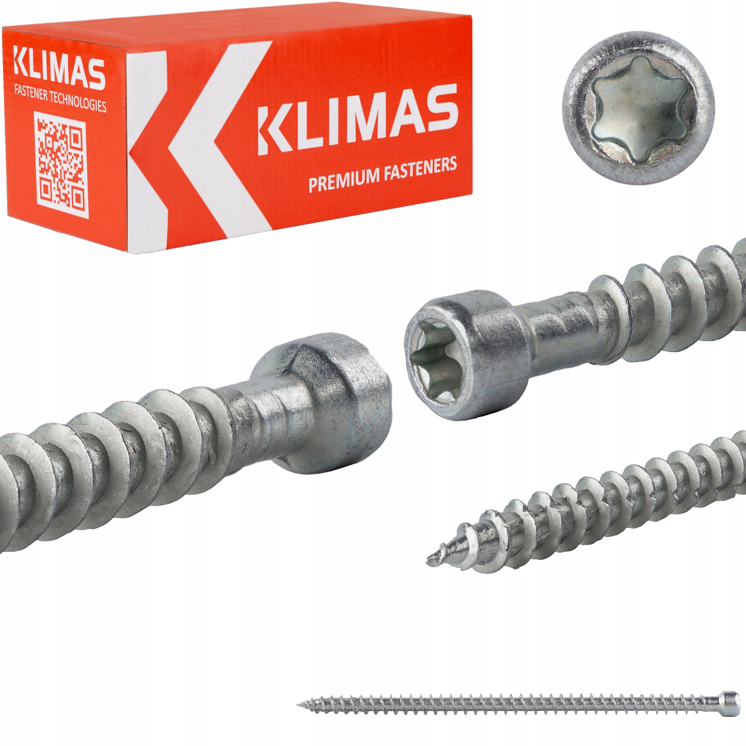 Tesařské vruty 8x180 mm 50 ks torx plný válcový závit Klimas Wkfc