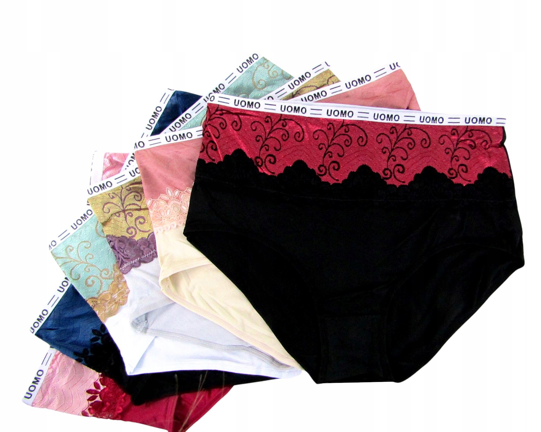 

6x majtki Maxi wysoki stan bambus koronka XL/XXL