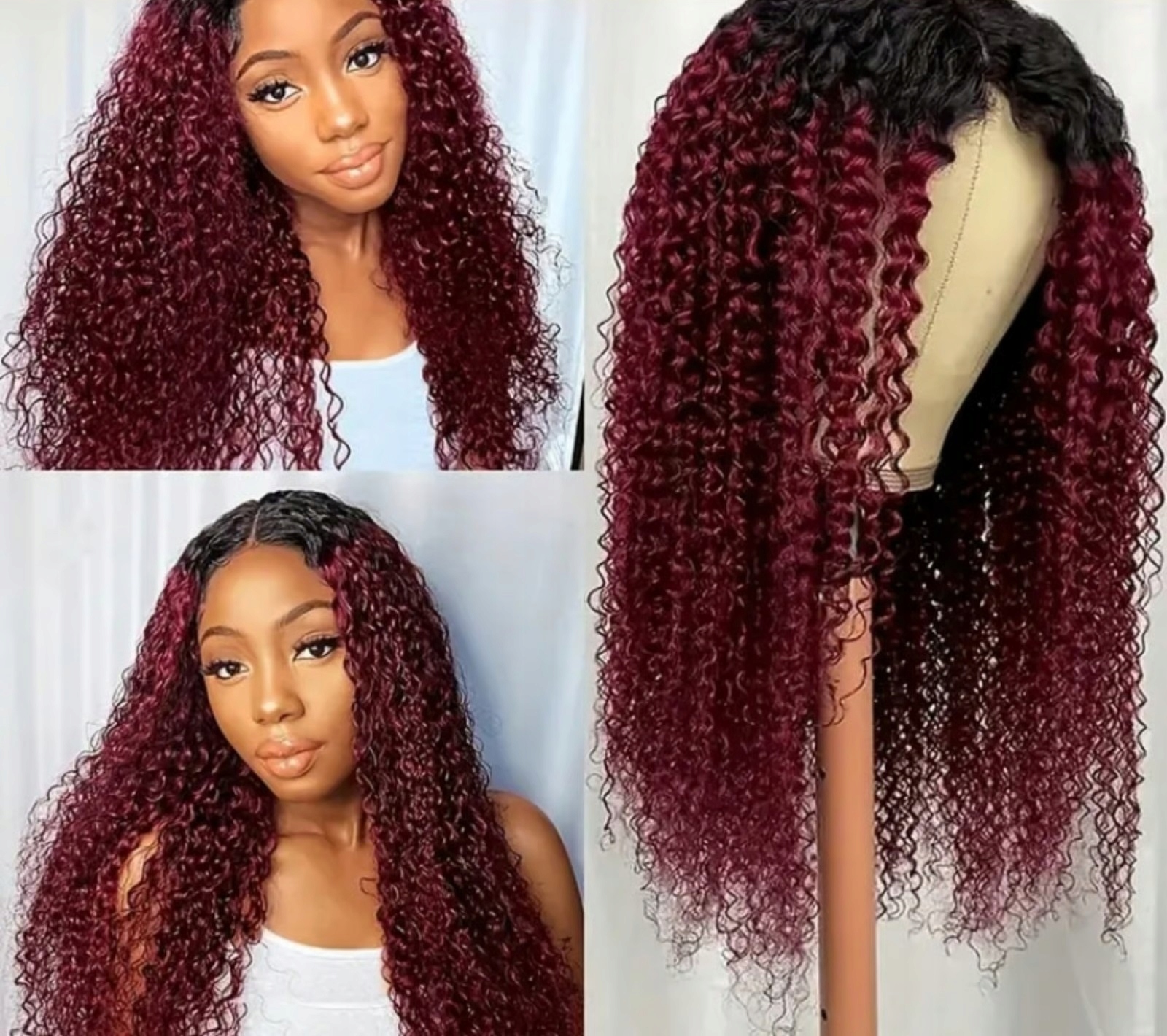 Shein Bordó Paruka S Kudrnatými Vlasy