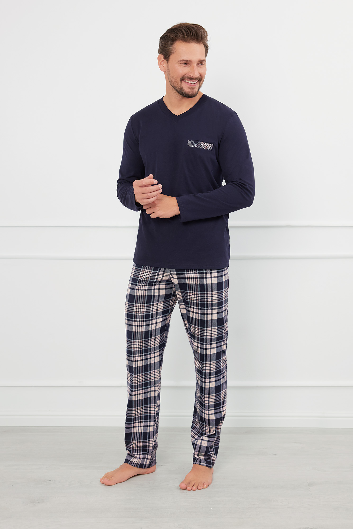 Edwin pánské pyžamo s dlouhým rukávem, dlouhé kalhoty XL Italian Fashion