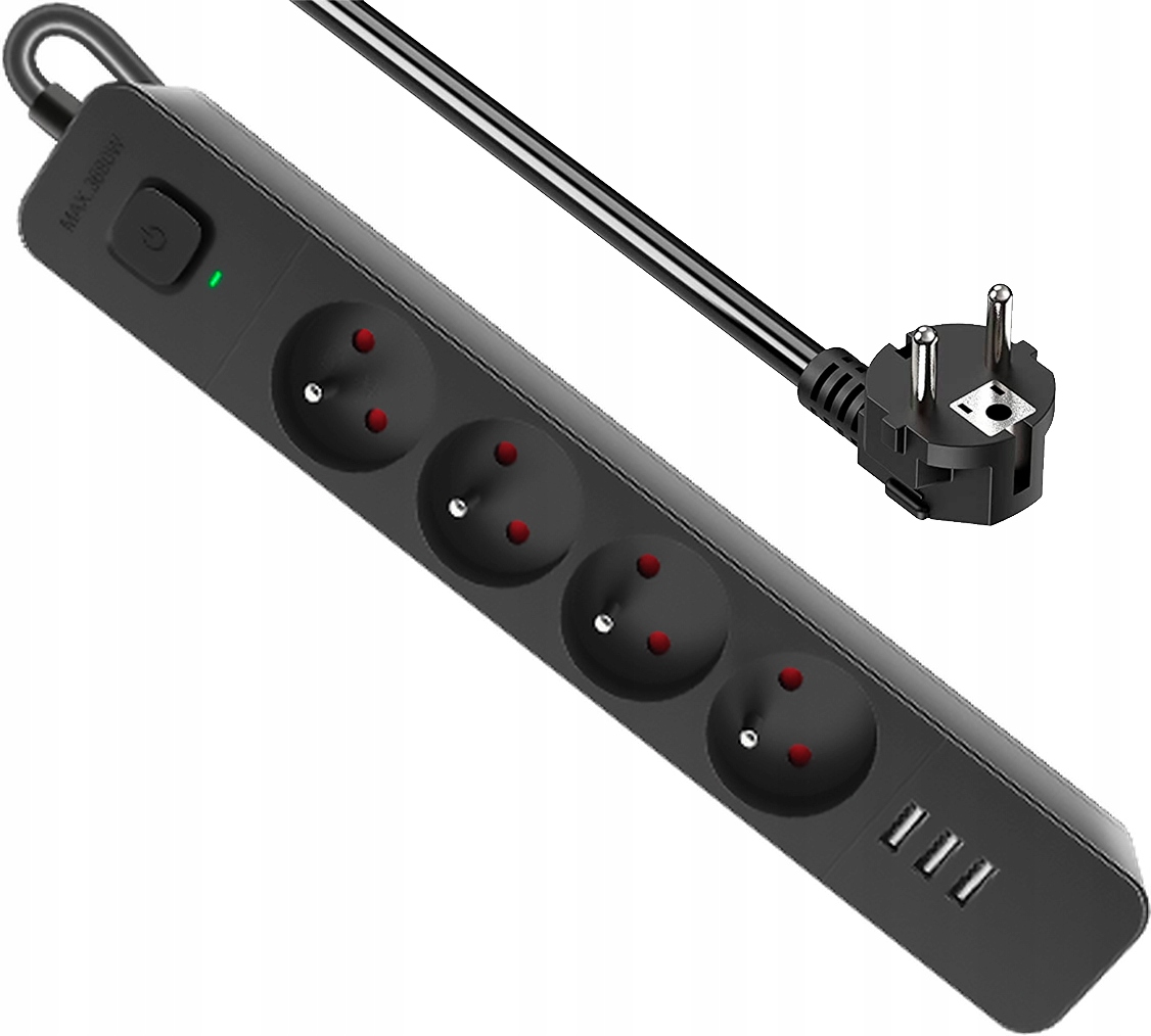 

Listwa Zasilająca Przedłużacz z Usb z Włącznikiem