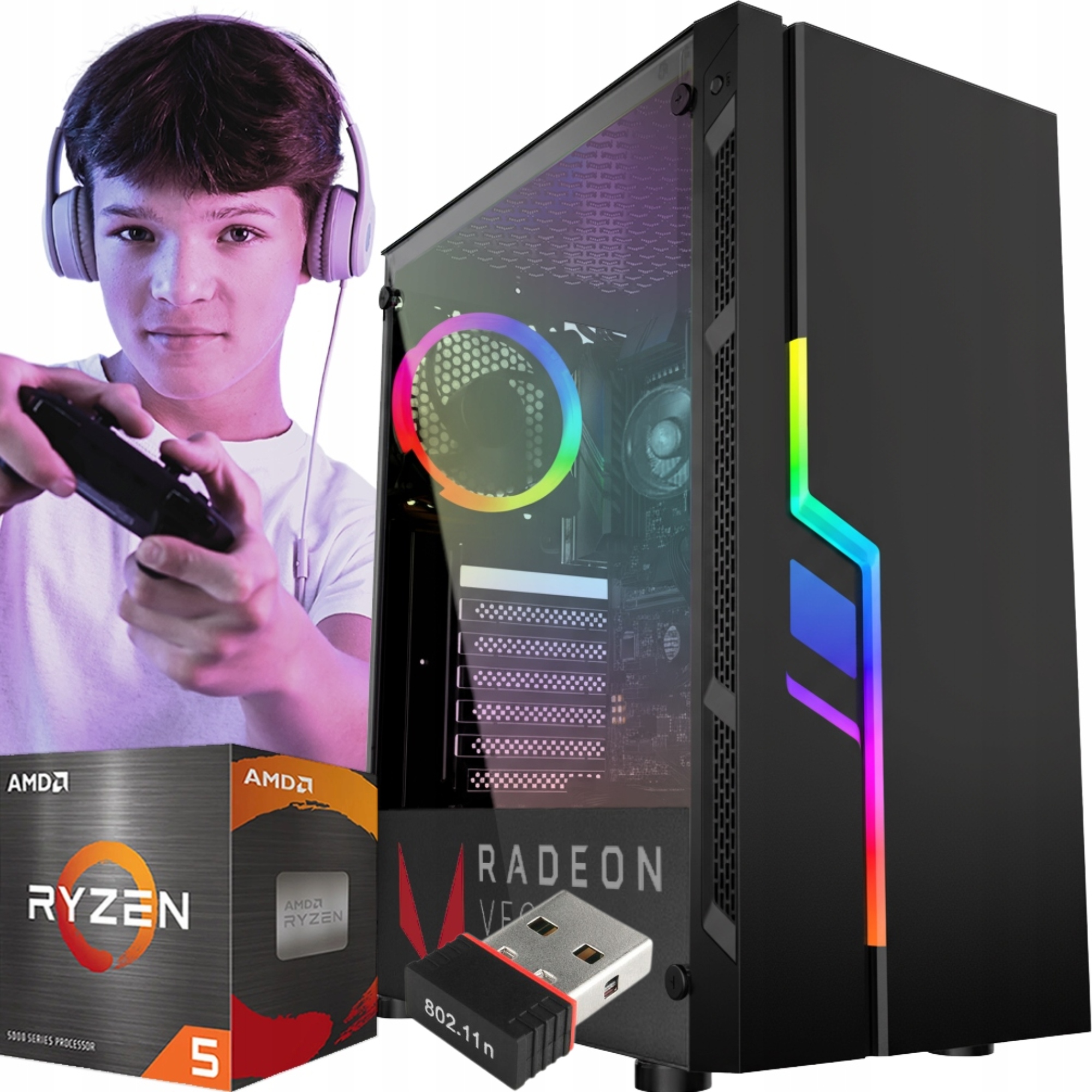 Stolný počítač Amd Ryzen 5 Radeon Vega 16GB Ram 512GB Ssd Windows 11
