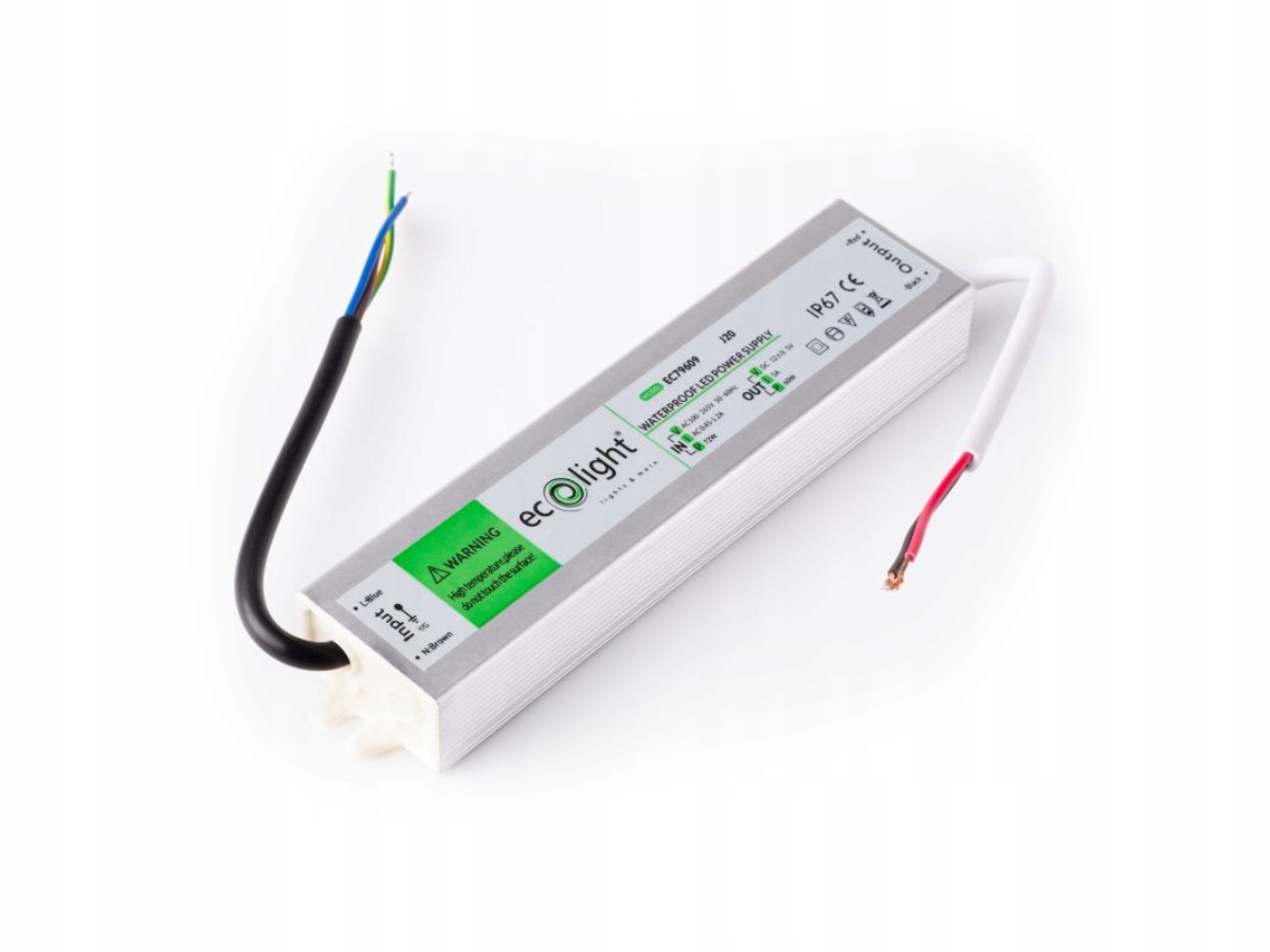 Zasilacz LED do Taśm 60W 5A 12V IP67 Transformator Hermetyczny Meblowy