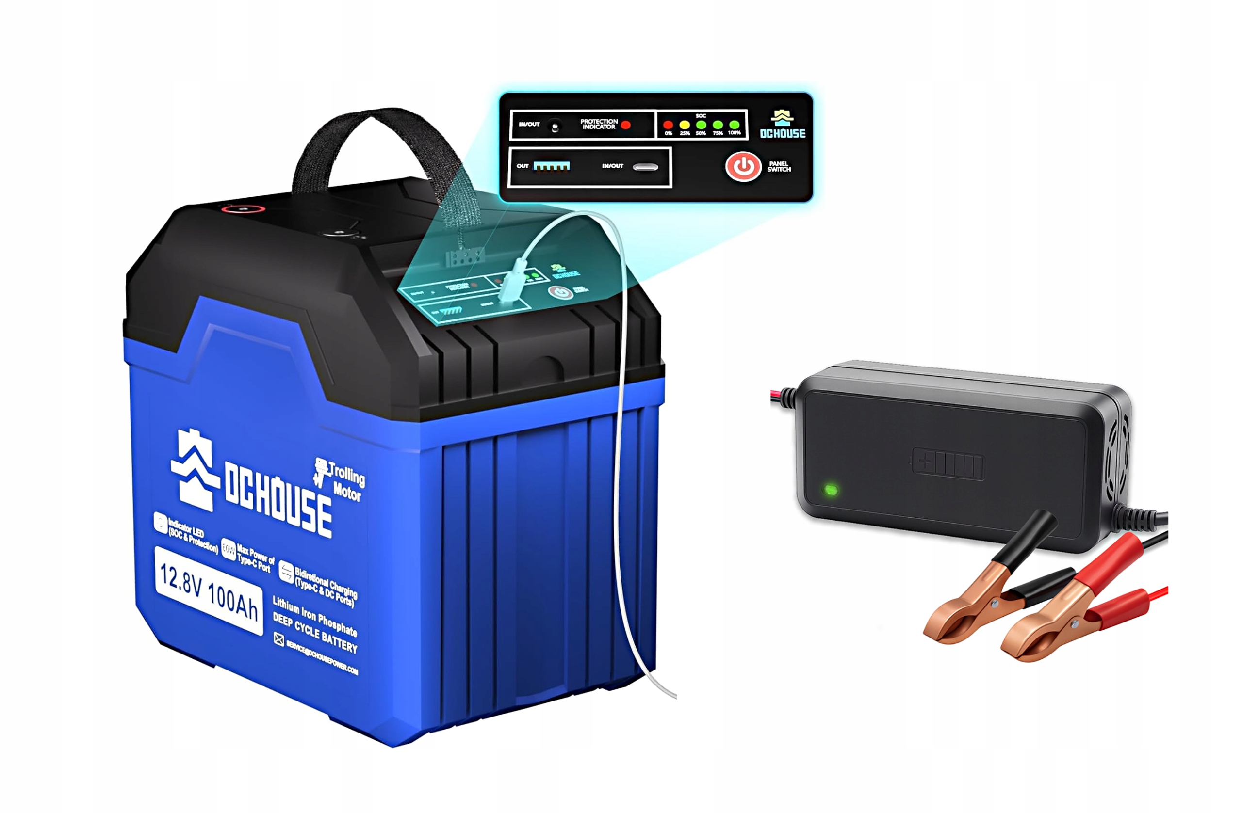 Baterie LiFePo4 12V 100Ah DC House s nabíječkou 5A