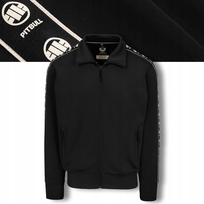 Pánská Rozepínací mikina Pitbull Oldschool Powers stojáček lampasy logo XL