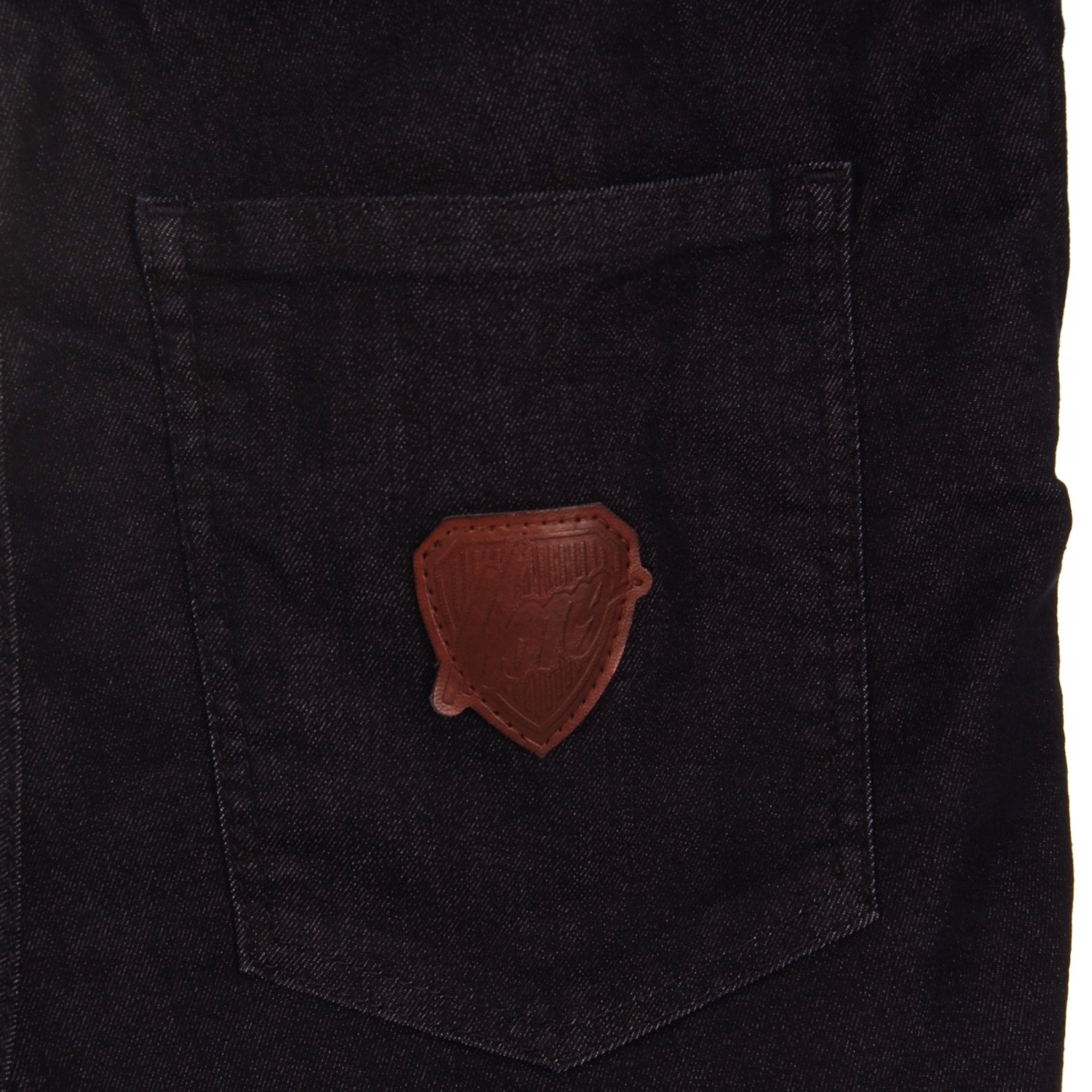 MORO SPORT Krótkie Spodenki Jeans SHIELD LEATHER / S Odcień granatowy