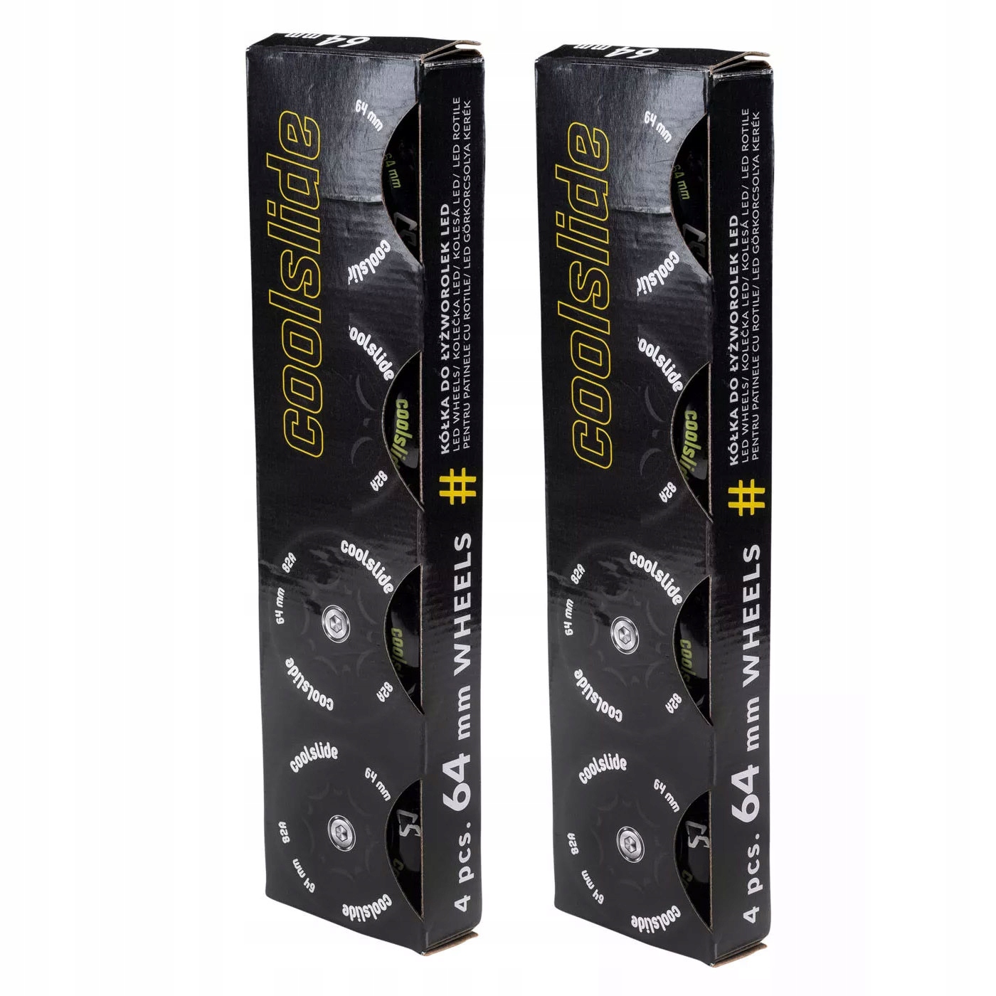 2 x Led kolečka 64 mm Coolslide černá 82A Svítící 8 koleček