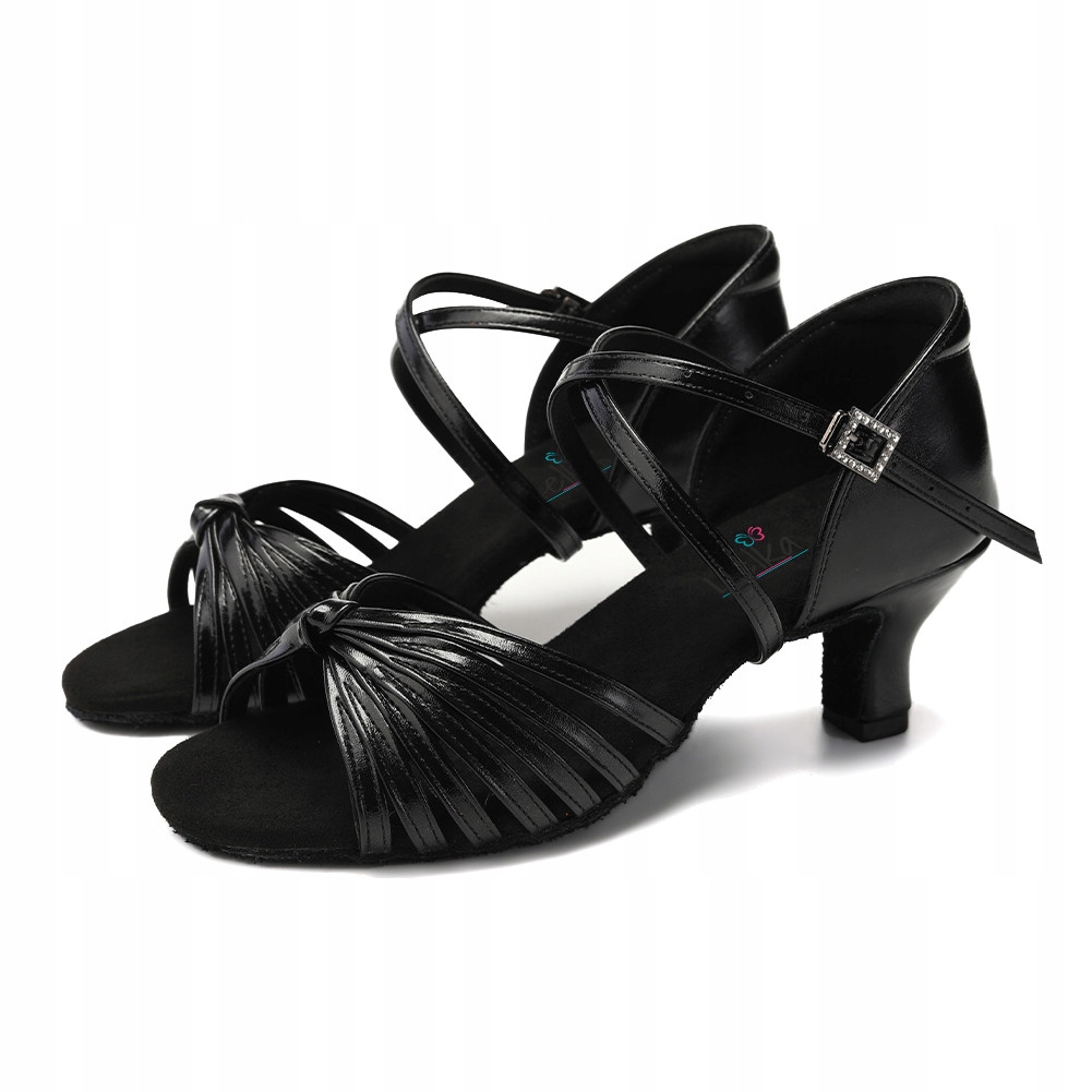 Buty Do Tańca Taneczne Połyskujące Czarne 5,5cm