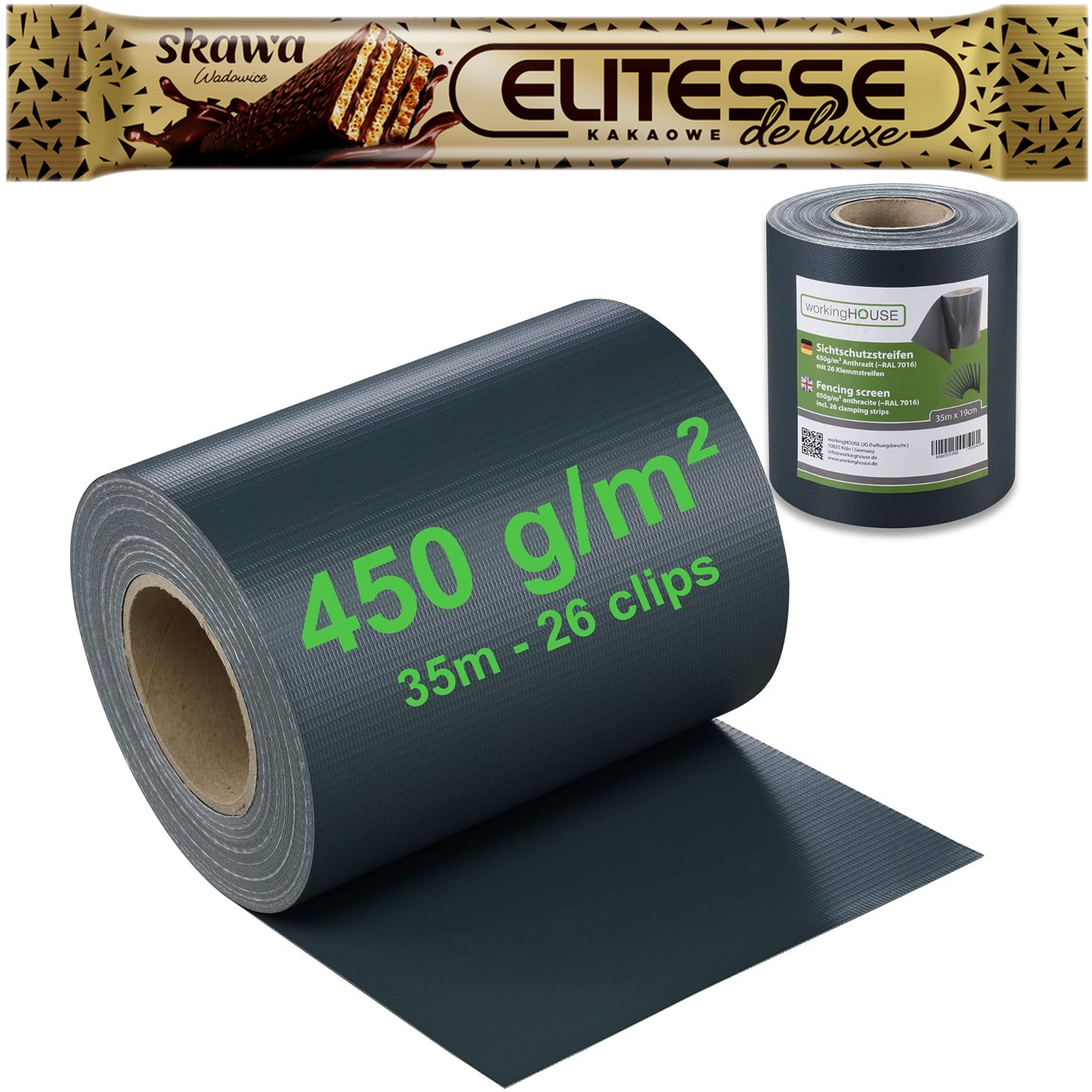 Workinghouse Pvc ochranné pásy pro ploty 35xcm, 650g/m² antracit Brak Kli